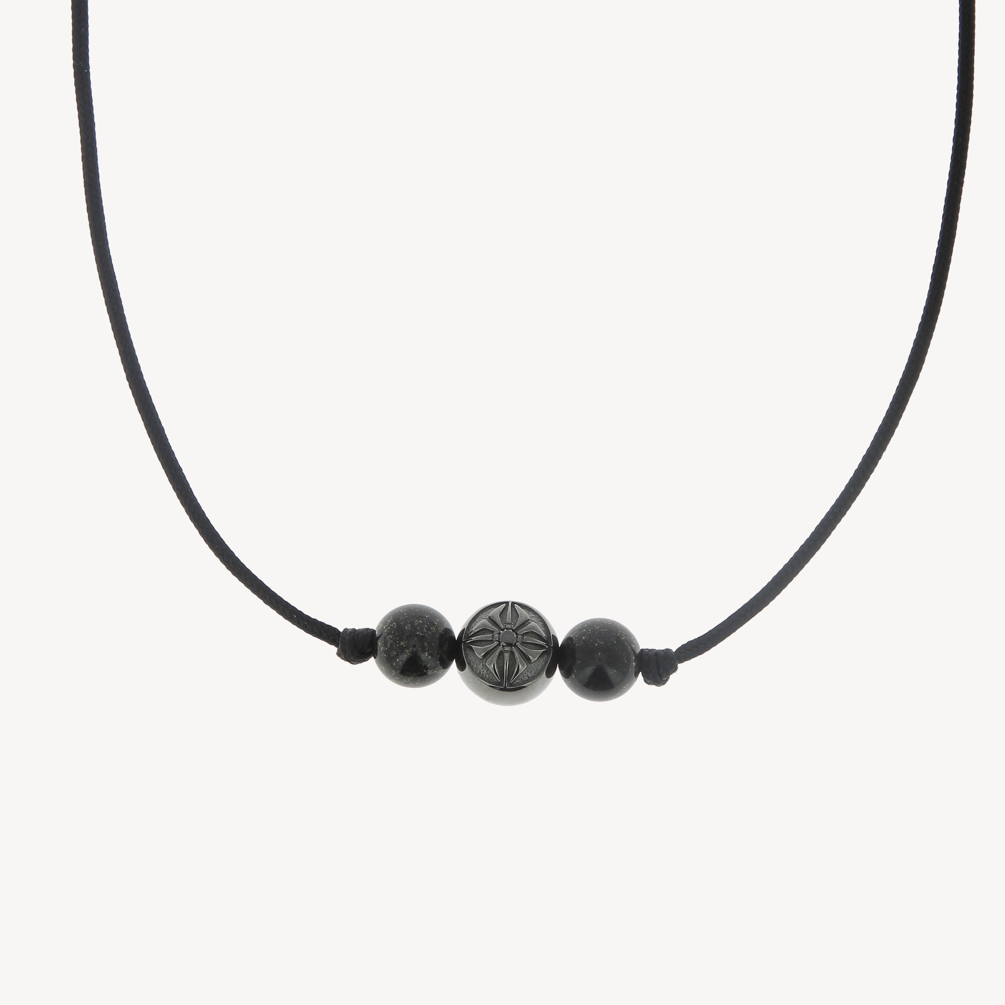 2 beads black jade necklace