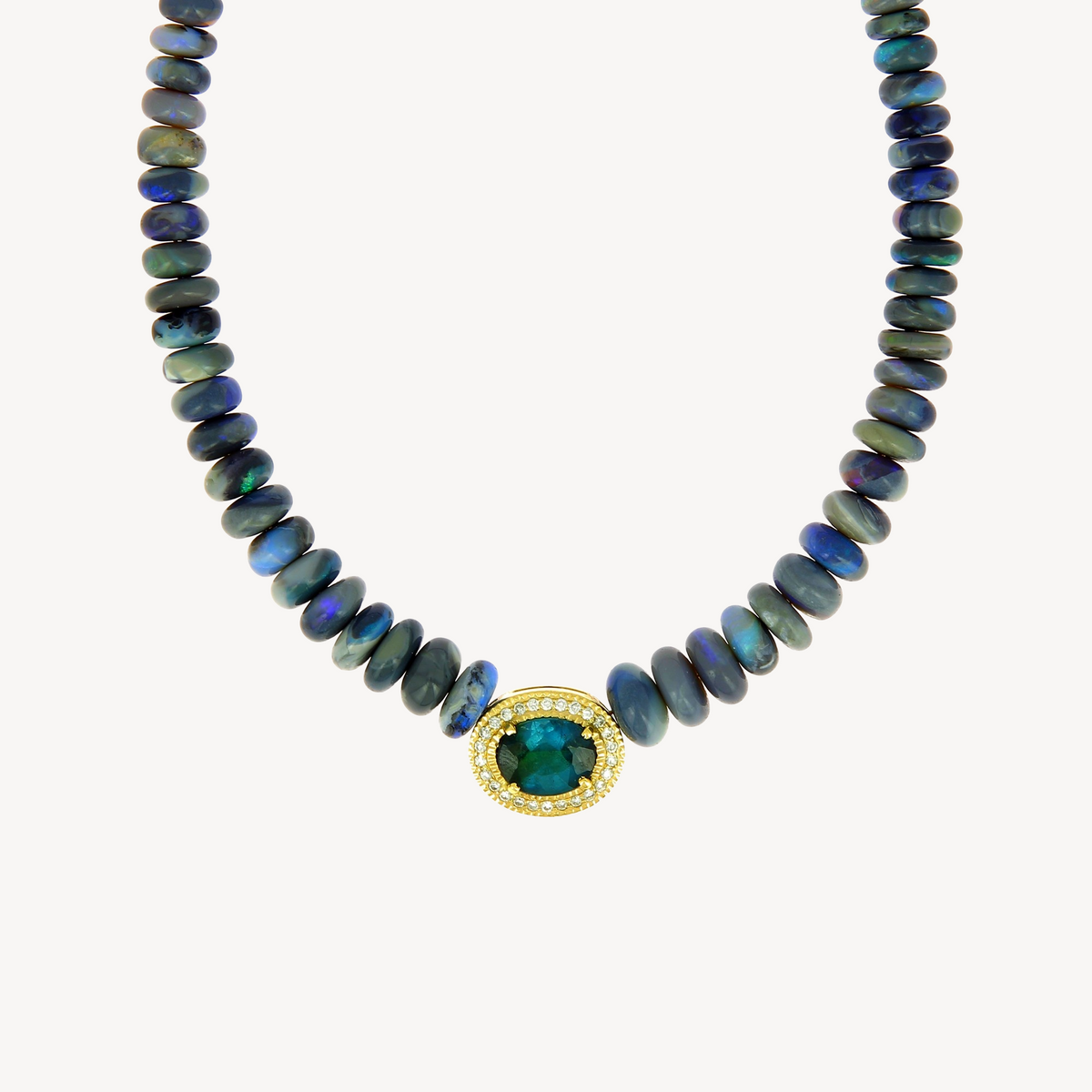 Blue Tourmaline and Blue Opal Necklace