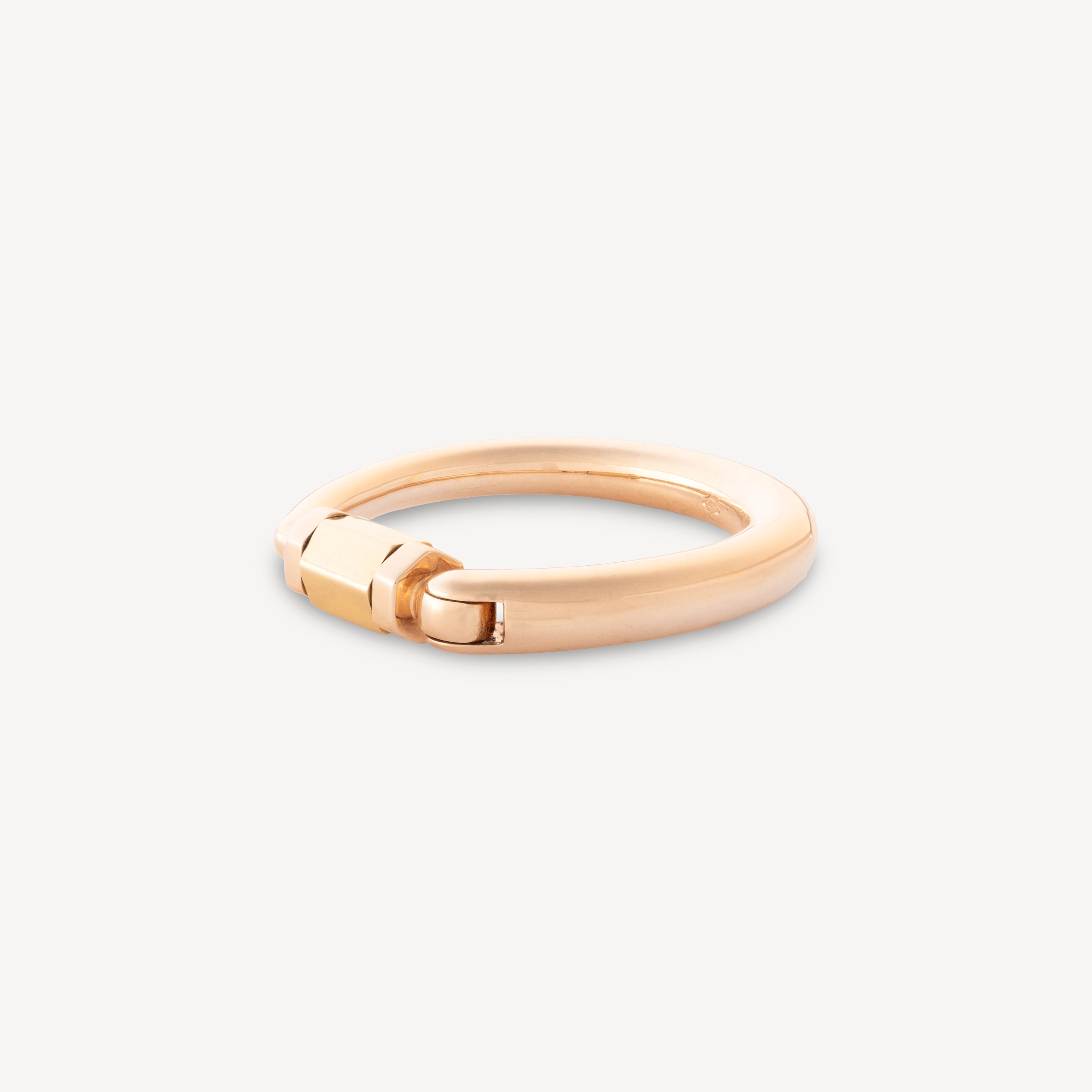 Rose Gold Mine Ring and Yellow Gold Hexagonal Screw