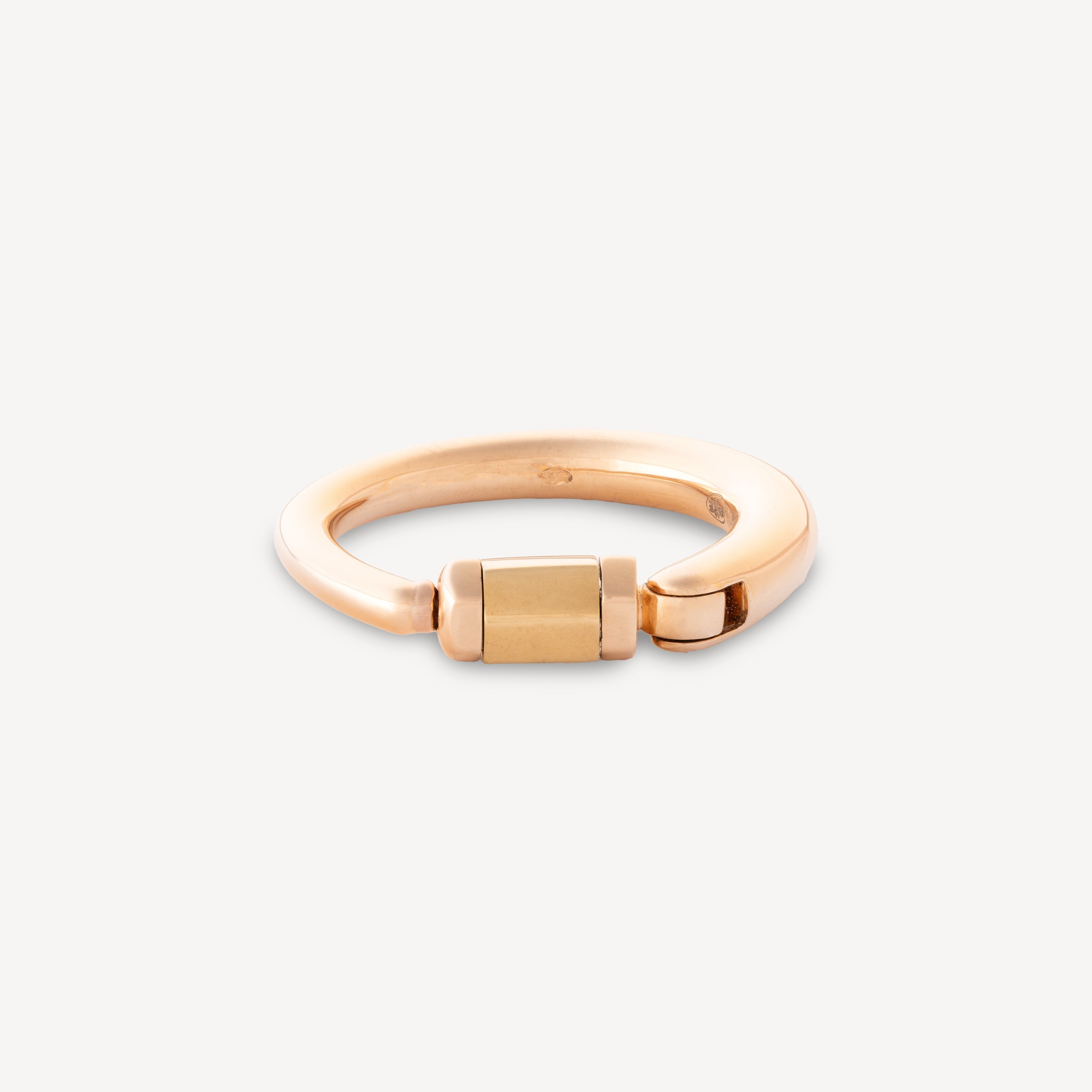 Rose Gold Mine Ring and Yellow Gold Hexagonal Screw