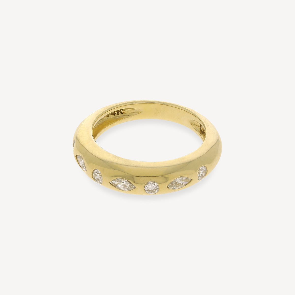 9 Round and Marquise Diamond Skinny Ring