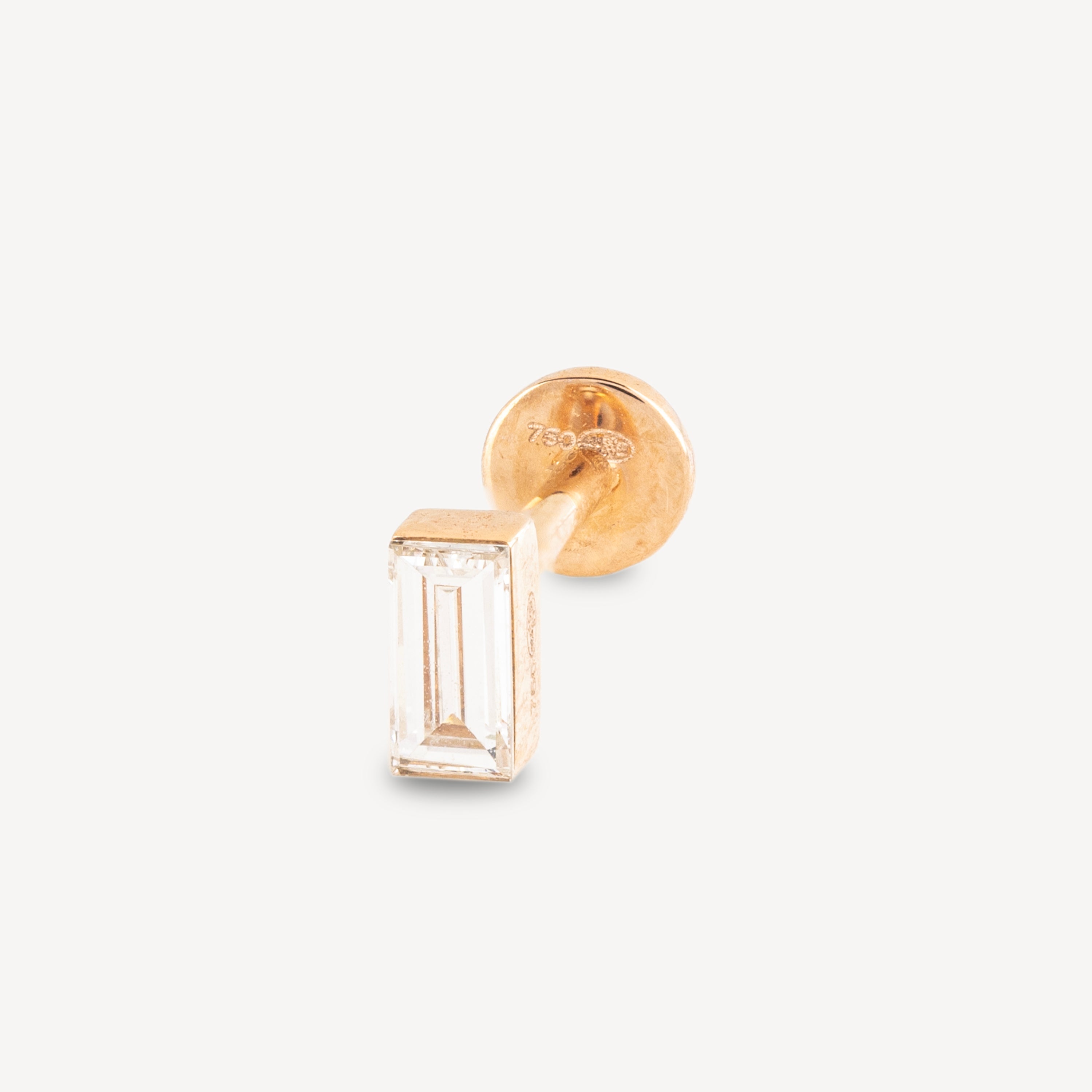 Rose Gold Invisible Setting Baguette 4 x 2mm Stud