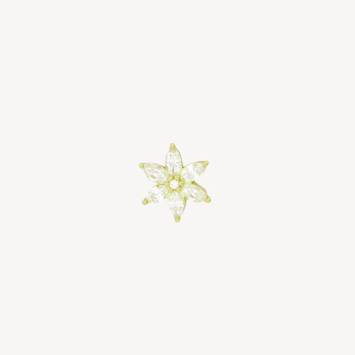 Small Star Flower Yellow Gold Stud