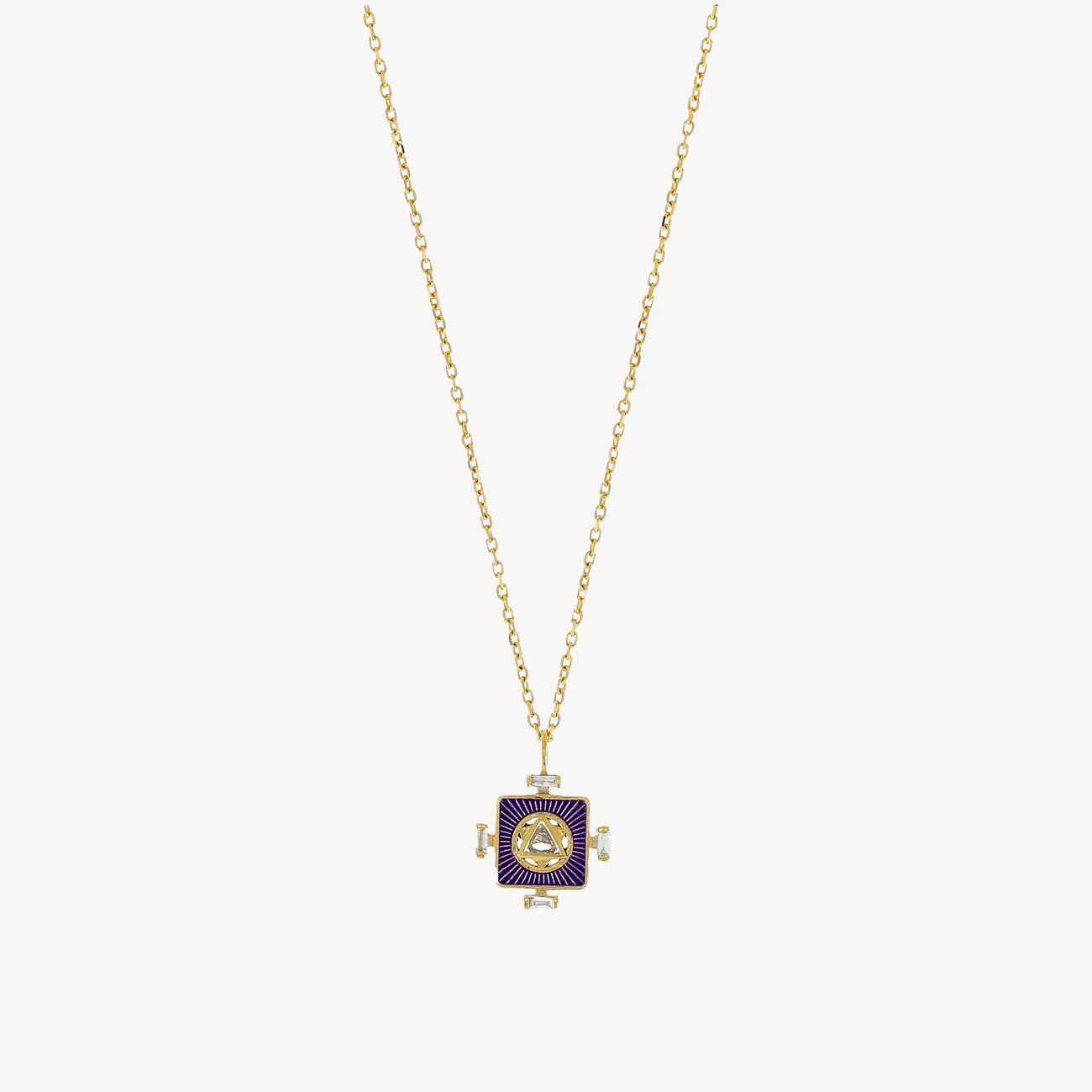 Purple Yantra Crown Chakra and Trillion Diamond Necklace