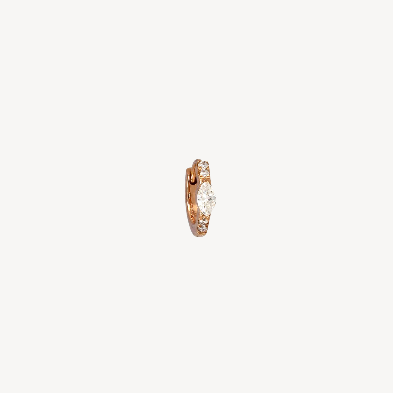 2.8mm Marquise 6.5mm Half Paved Rose Gold Hoop