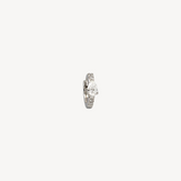 3.5mm Pear 6.5mm Half Paved White Gold Hoop