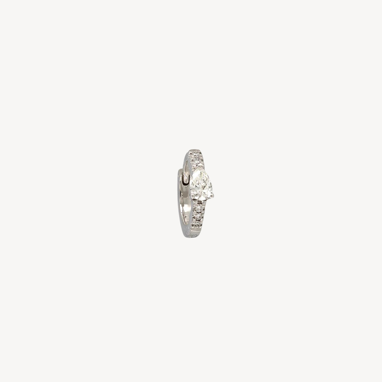 3.5mm Pear 8mm Half Paved White Gold Hoop
