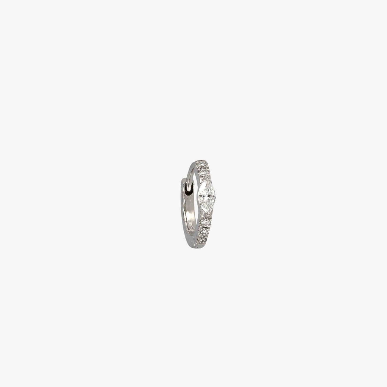 2.8mm Marquise 8mm Half Paved White Gold Hoop