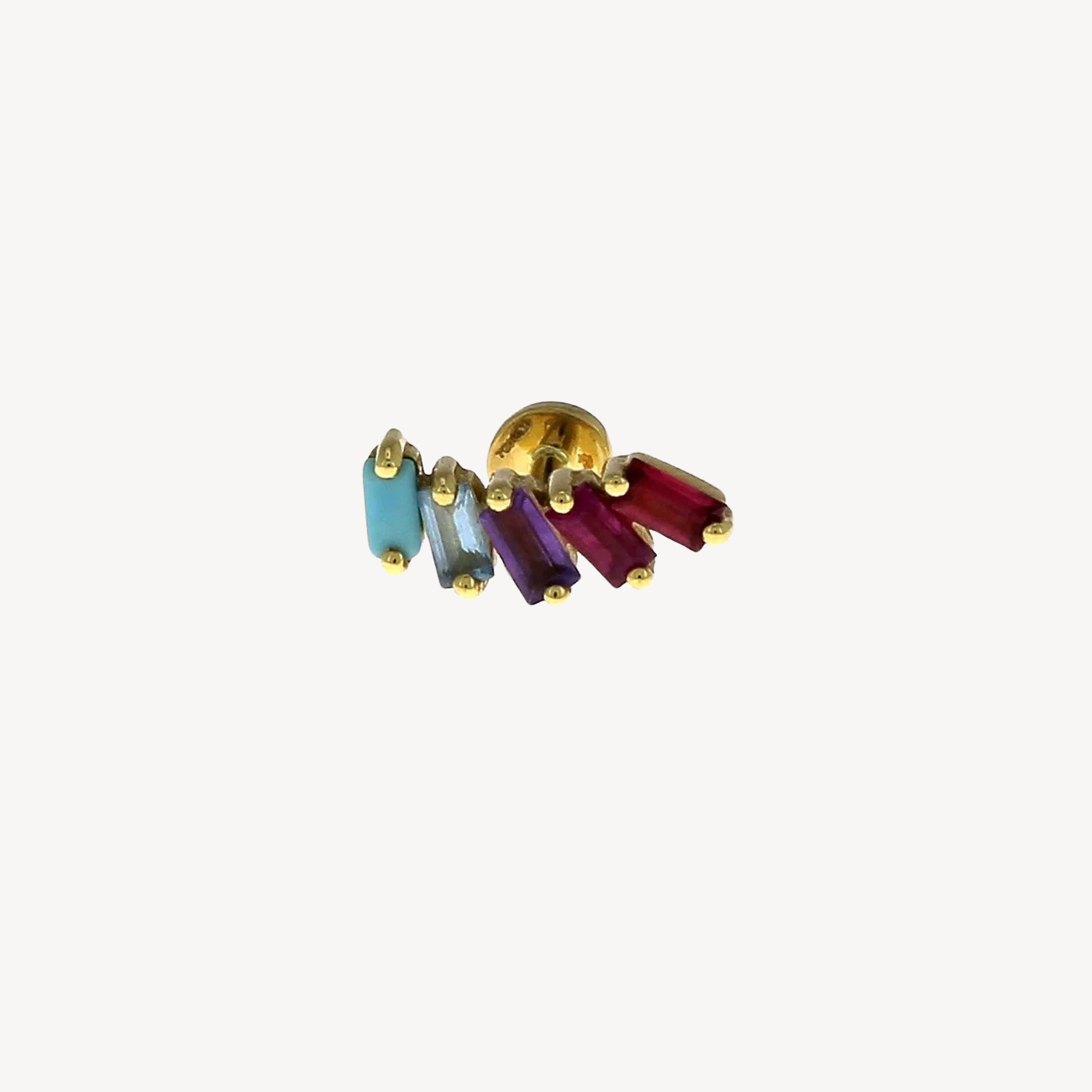 5 Baguette Stud Yellow Gold