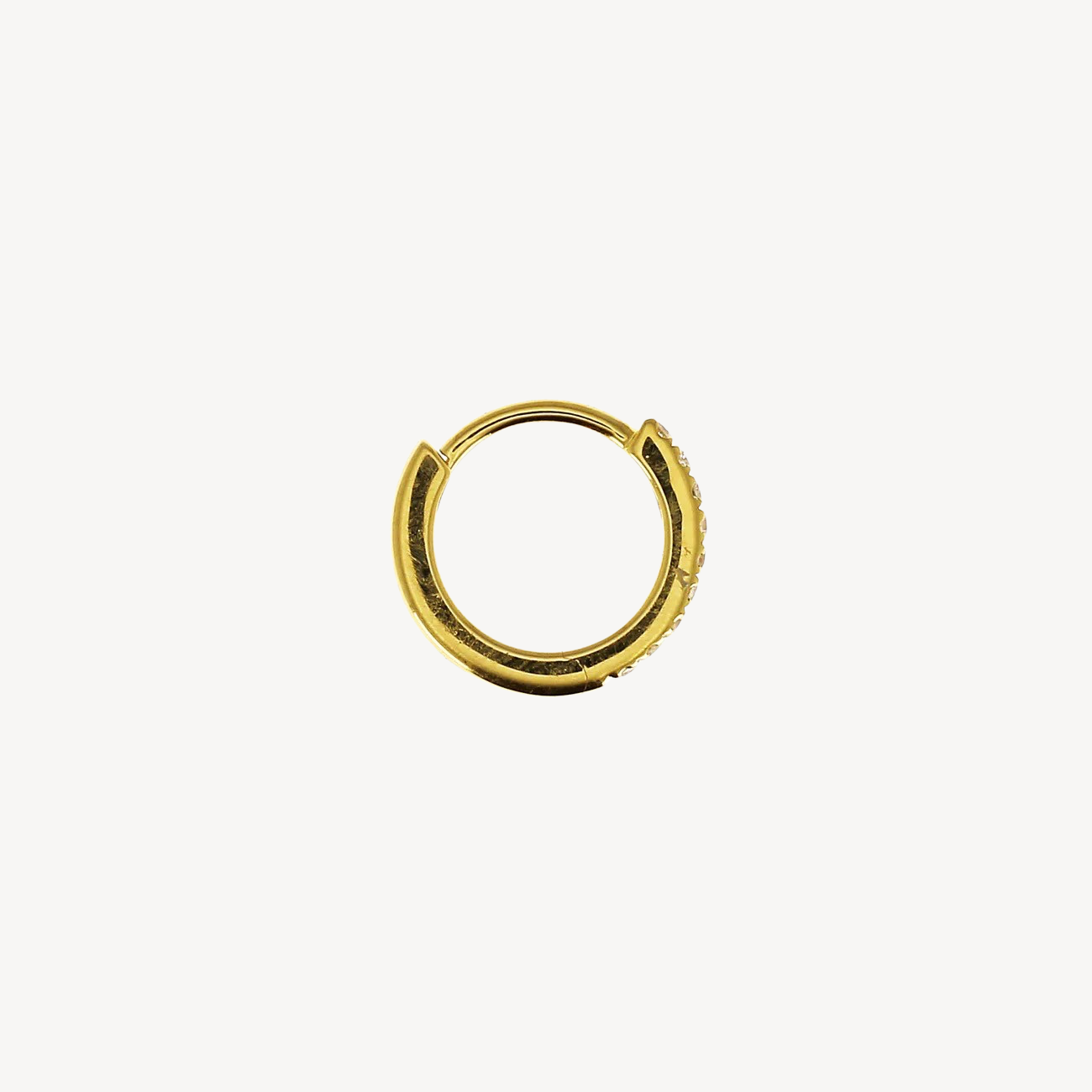 8mm Half Paved Hoop Yellow Gold