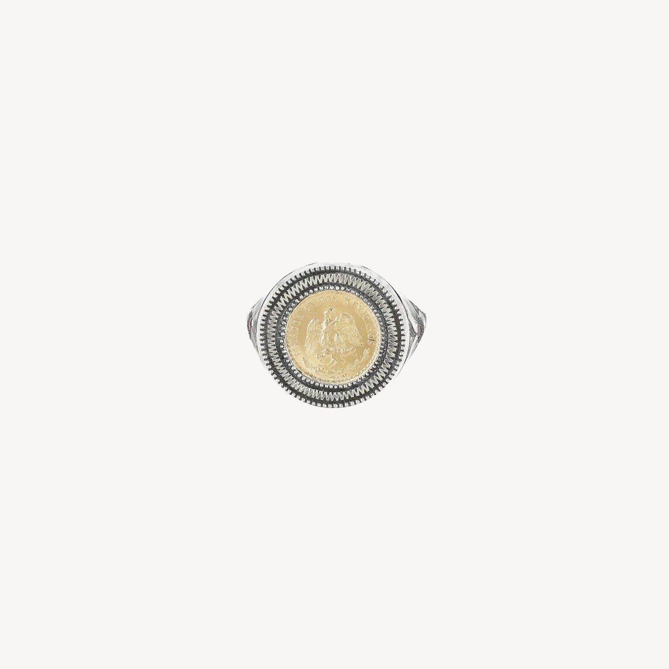 Mexican Pesos Round Signet Ring