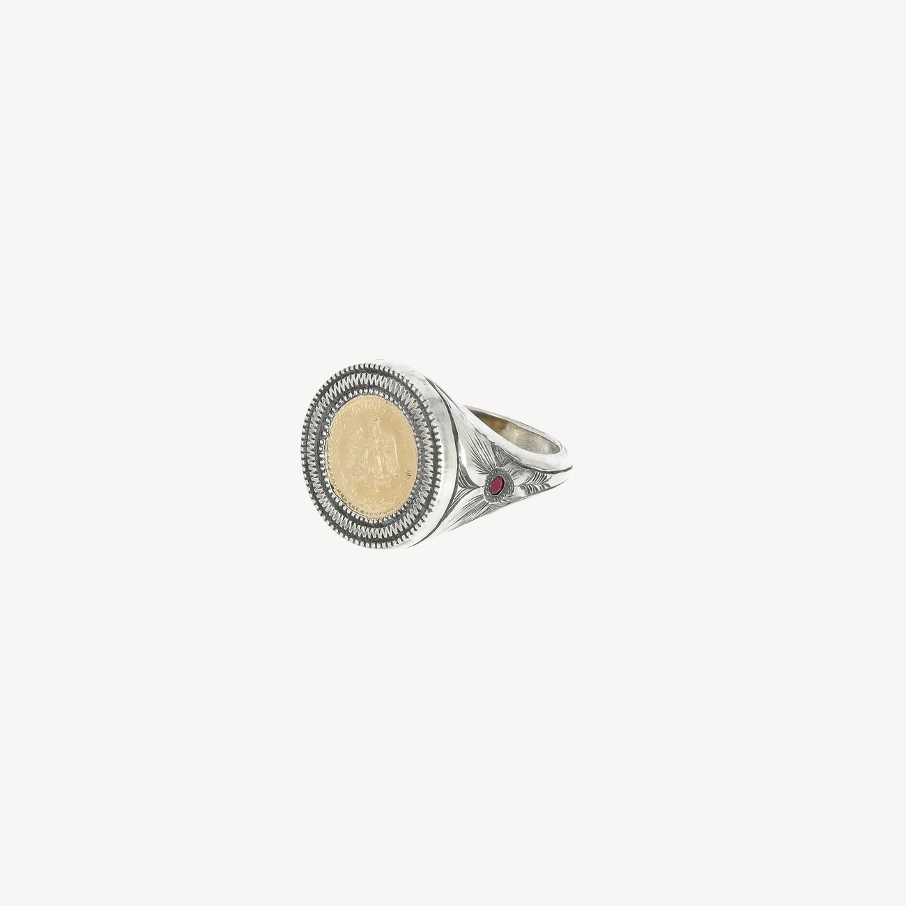 Mexican Pesos Round Signet Ring