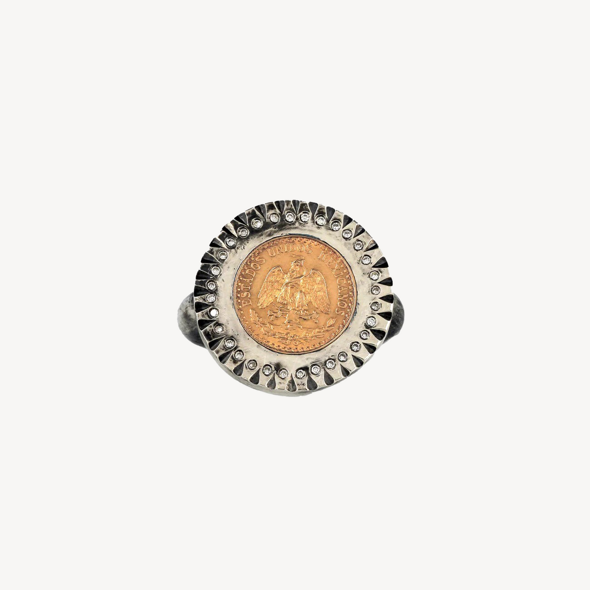 Medium Coin Ring with Pesos and Diamonds