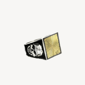 Art Deco Signet Ring Yellow Gold and Silver
