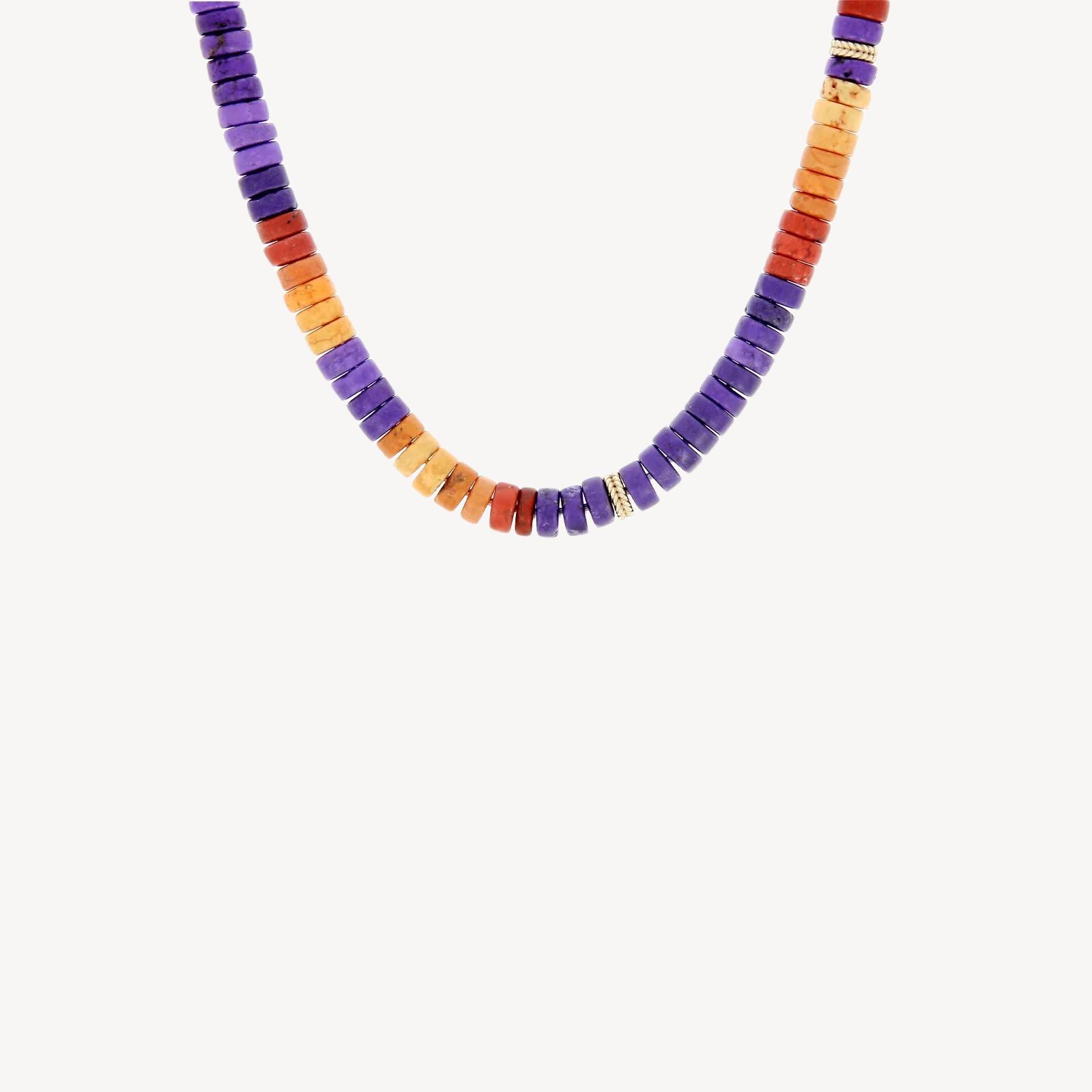 Purple Red and Orange Turquoise Beaded Necklace