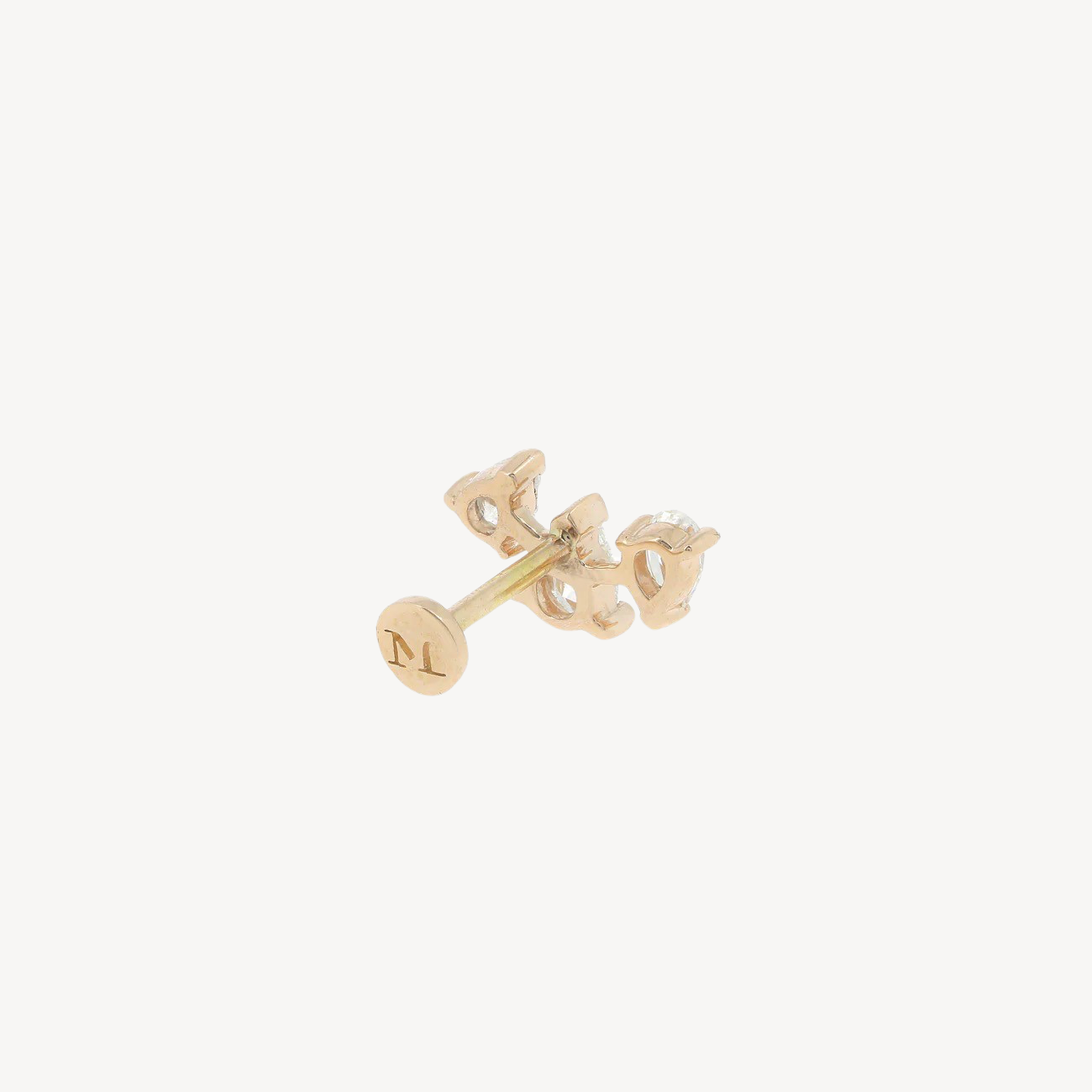 Rose Gold Diamond Three Spaced Pears Stud