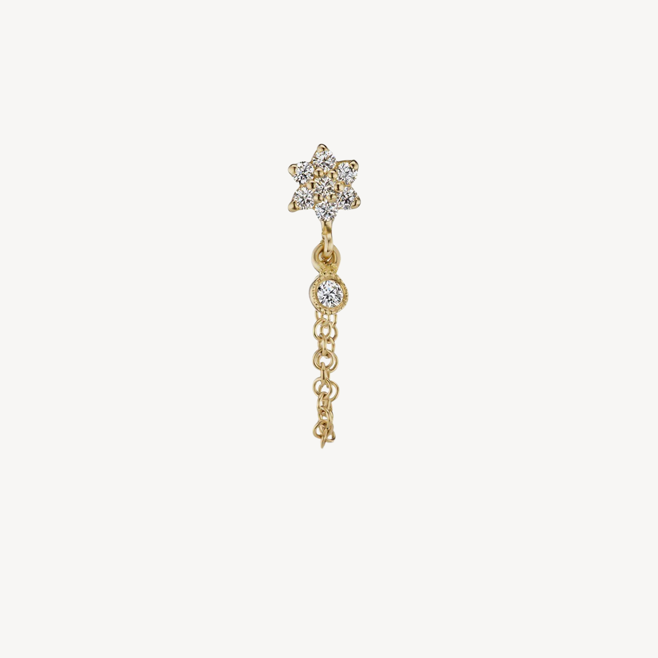 Star Enchained Yellow Gold 8mm Earring