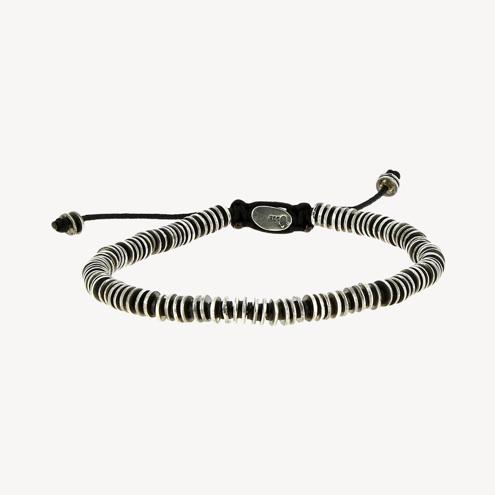 Silver & Black Beads Bracelet