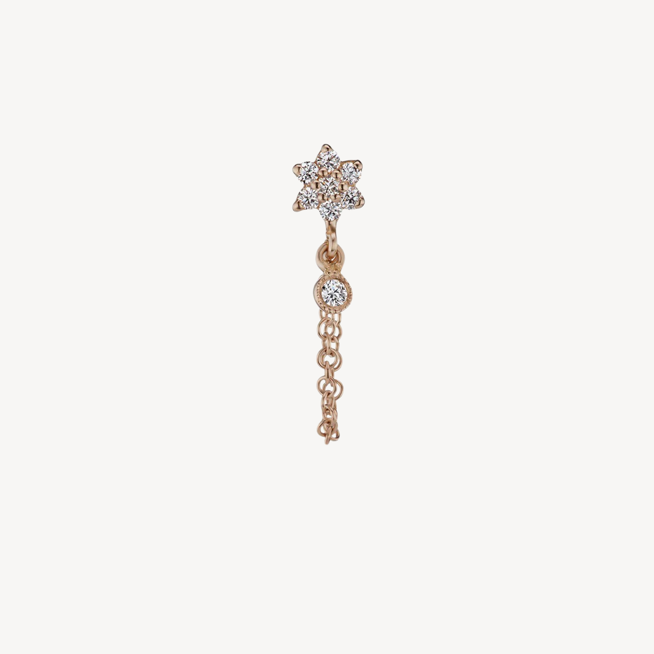 Star Enchained Pink Gold 8mm Earring