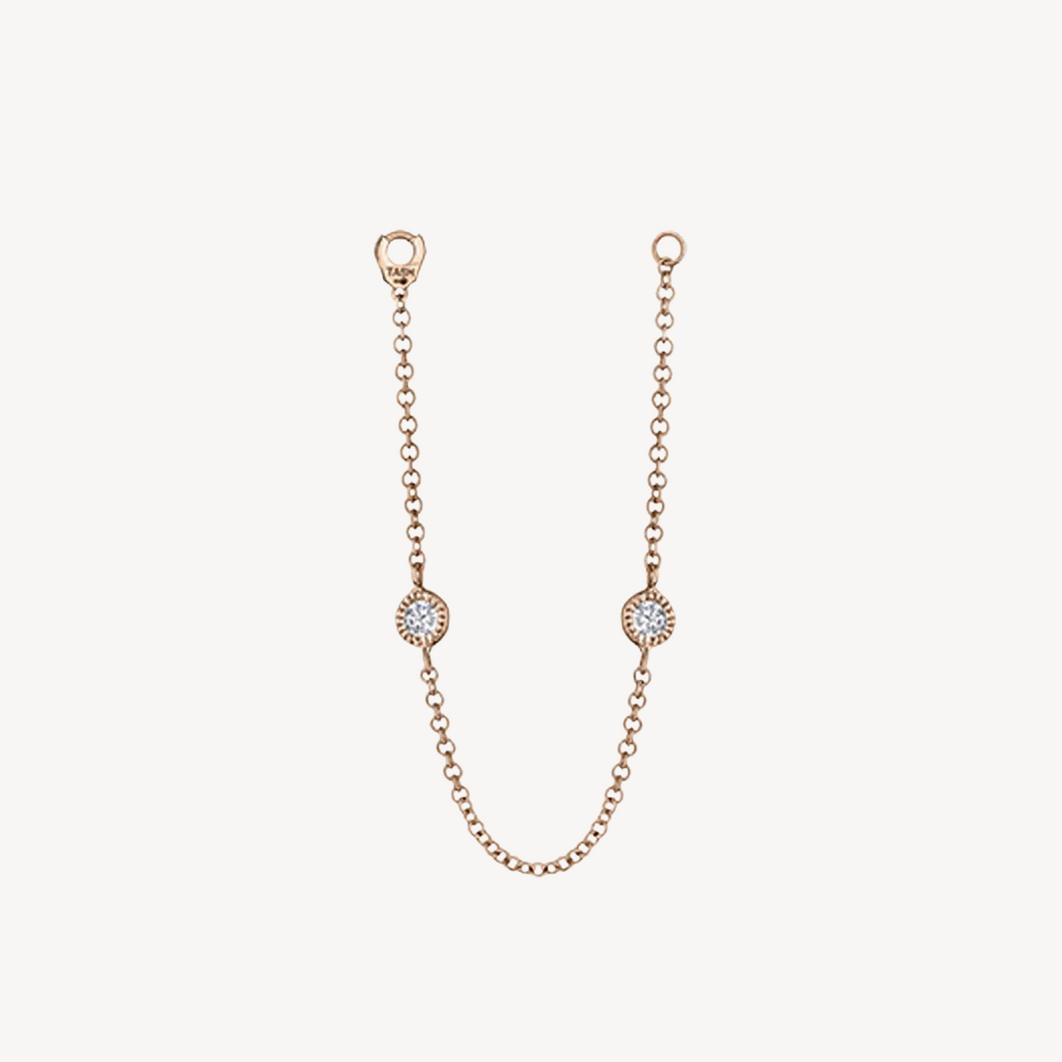 Double Scallop Set Diamond Chain Connecting Charm Rose Gold