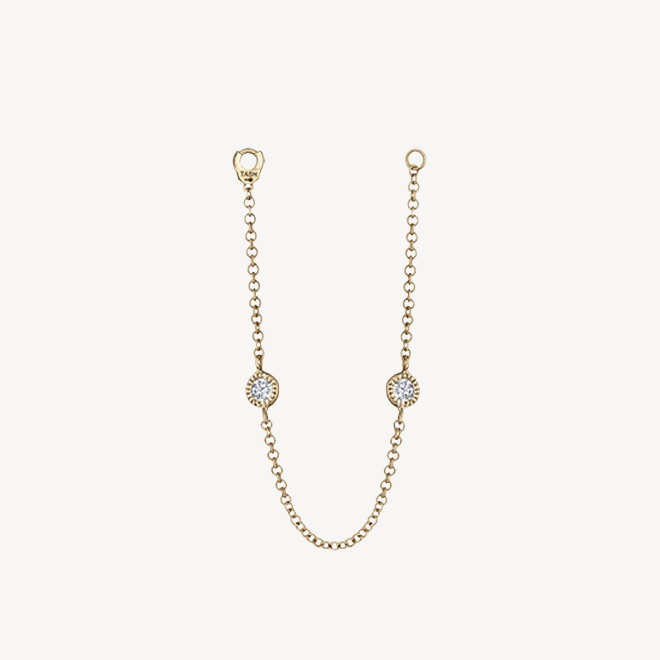 Double Scallop Set Diamond Chain Connecting Charm Yellow Gold