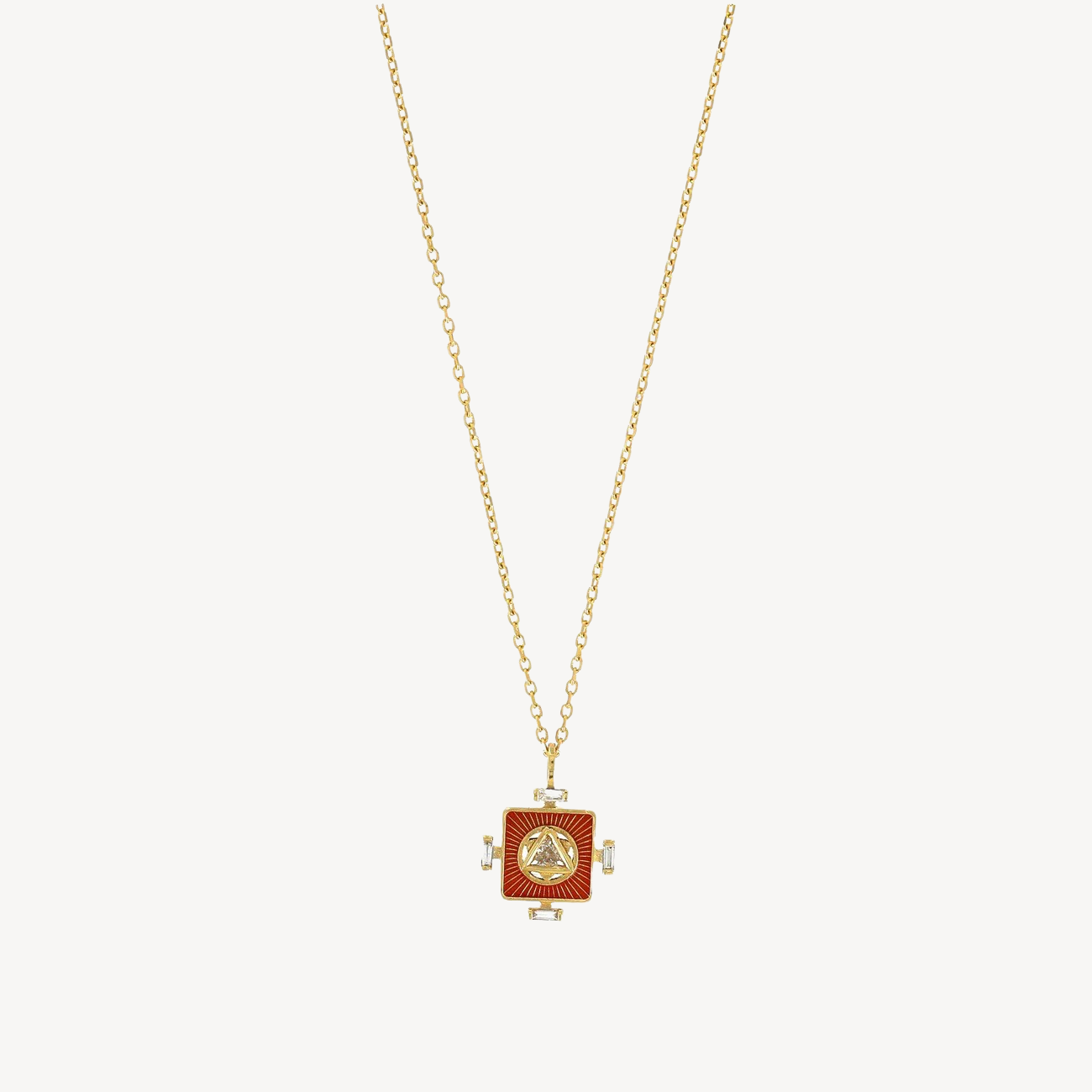 Orange Yantra Sacral Chakra and Trillion Diamond Necklace