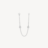 Double Scallop Set Diamond Chain Connecting Charm White Gold