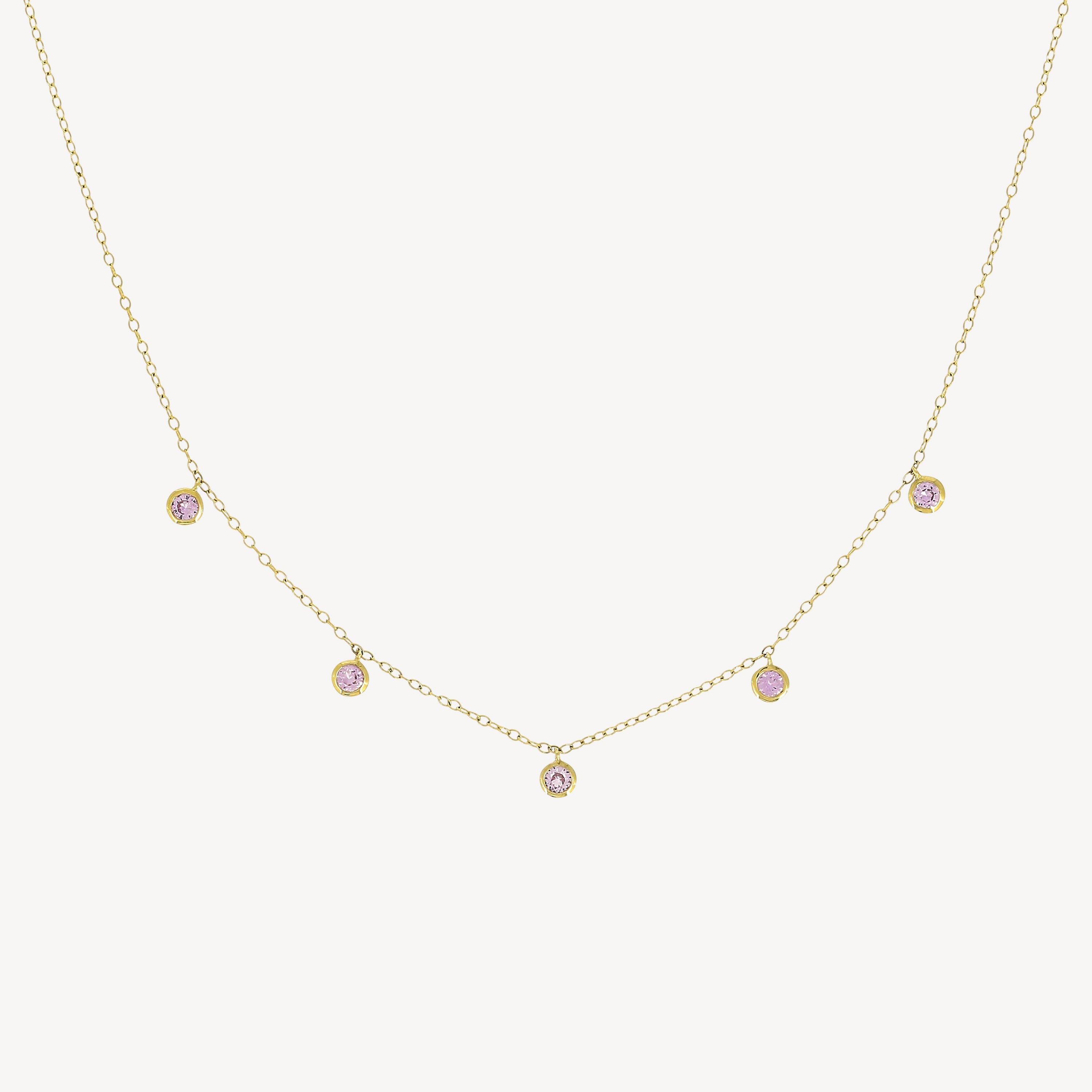 5 Pink Sapphires Necklace