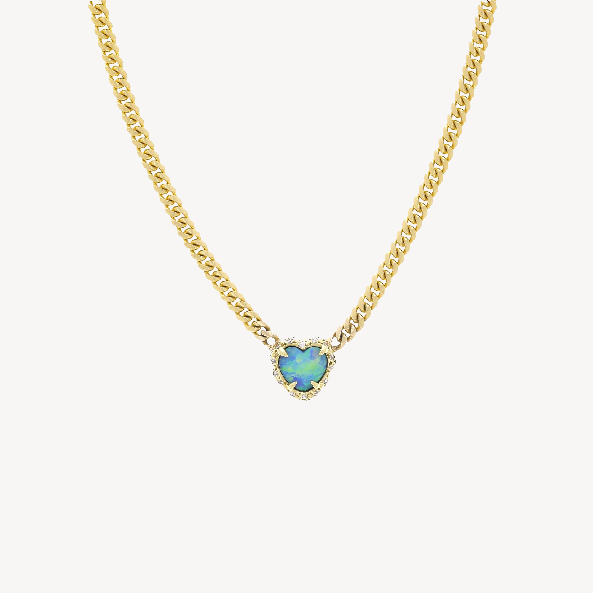 Baby Premium Opal Heart Cuban Necklace