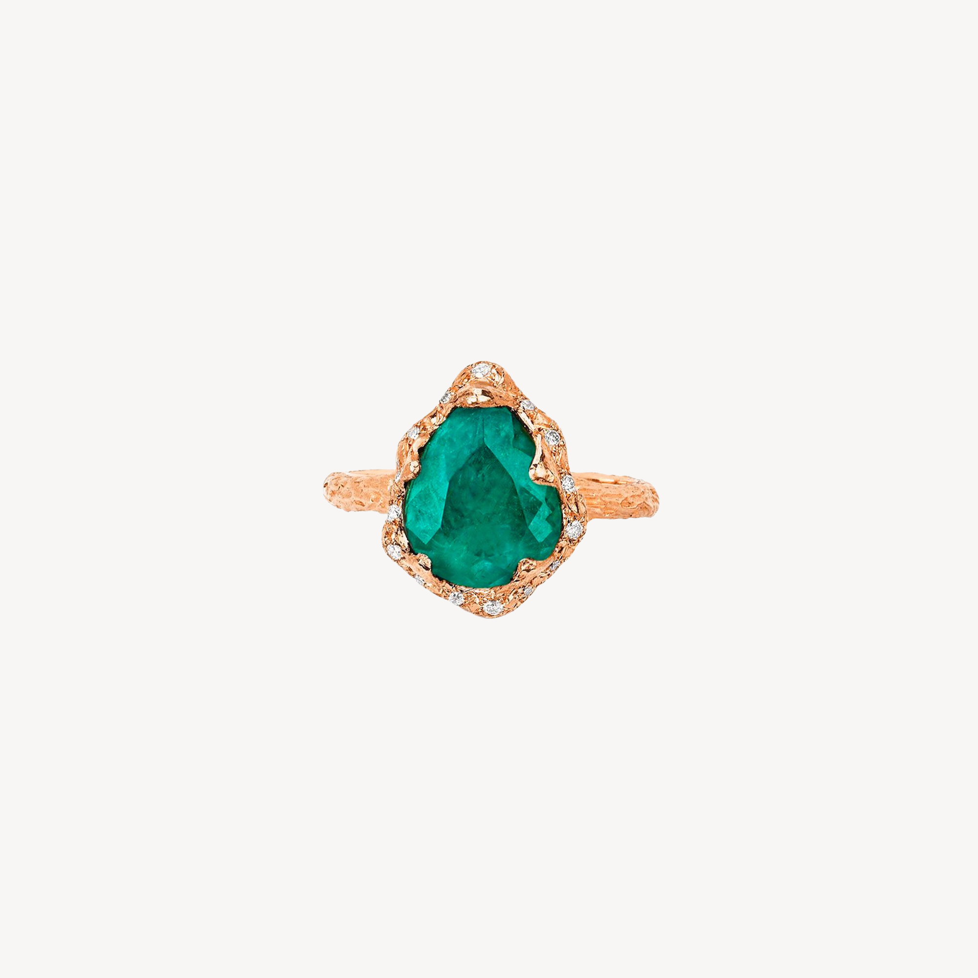 Baby Water Drop Colombian Emerald Ring