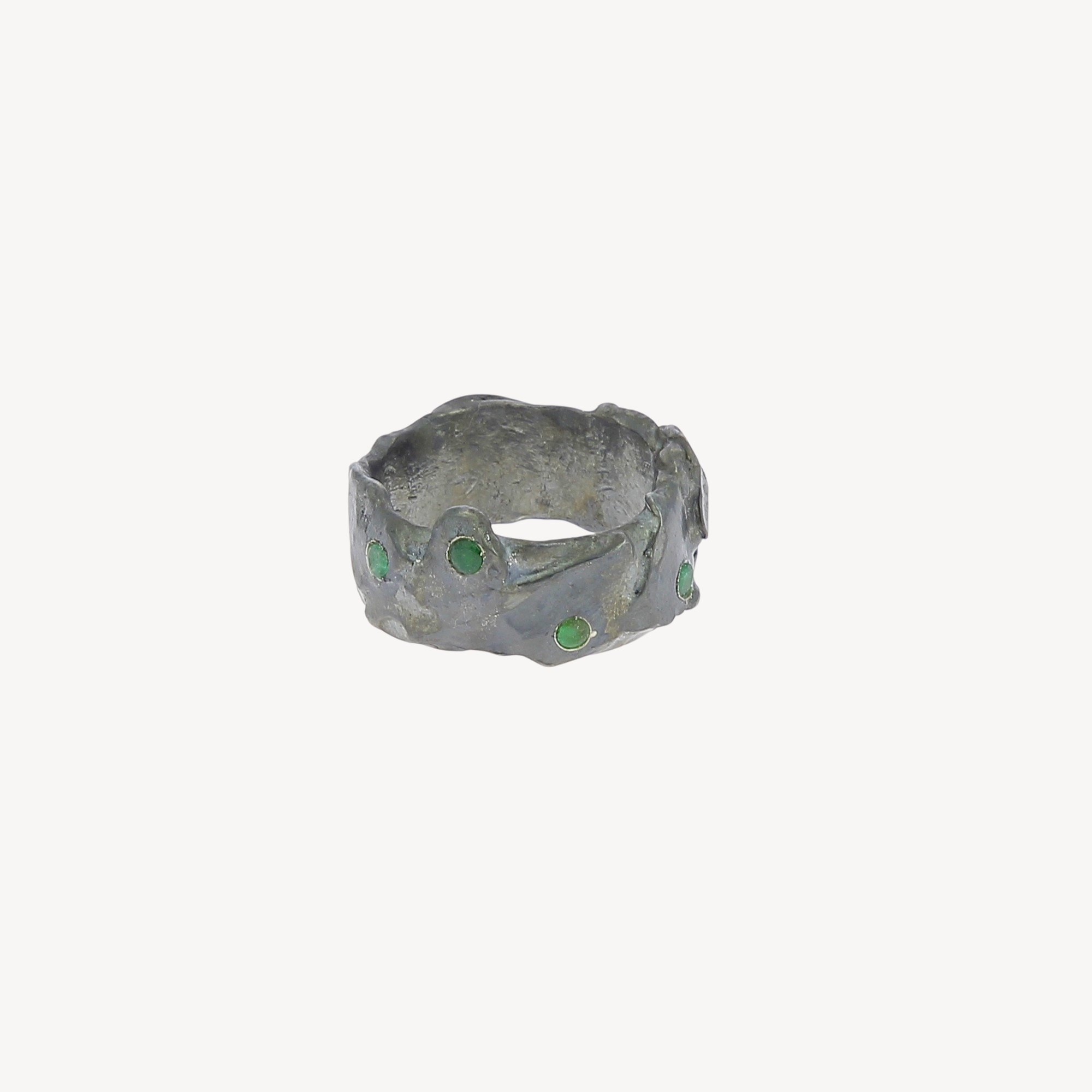 Emeralds silver ring