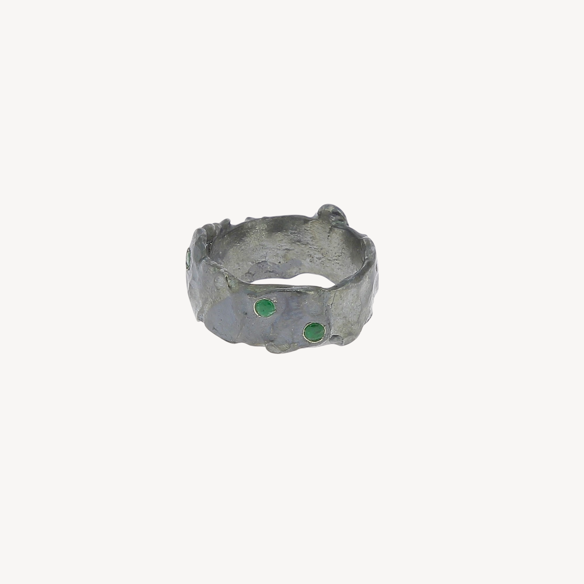 Emeralds silver ring