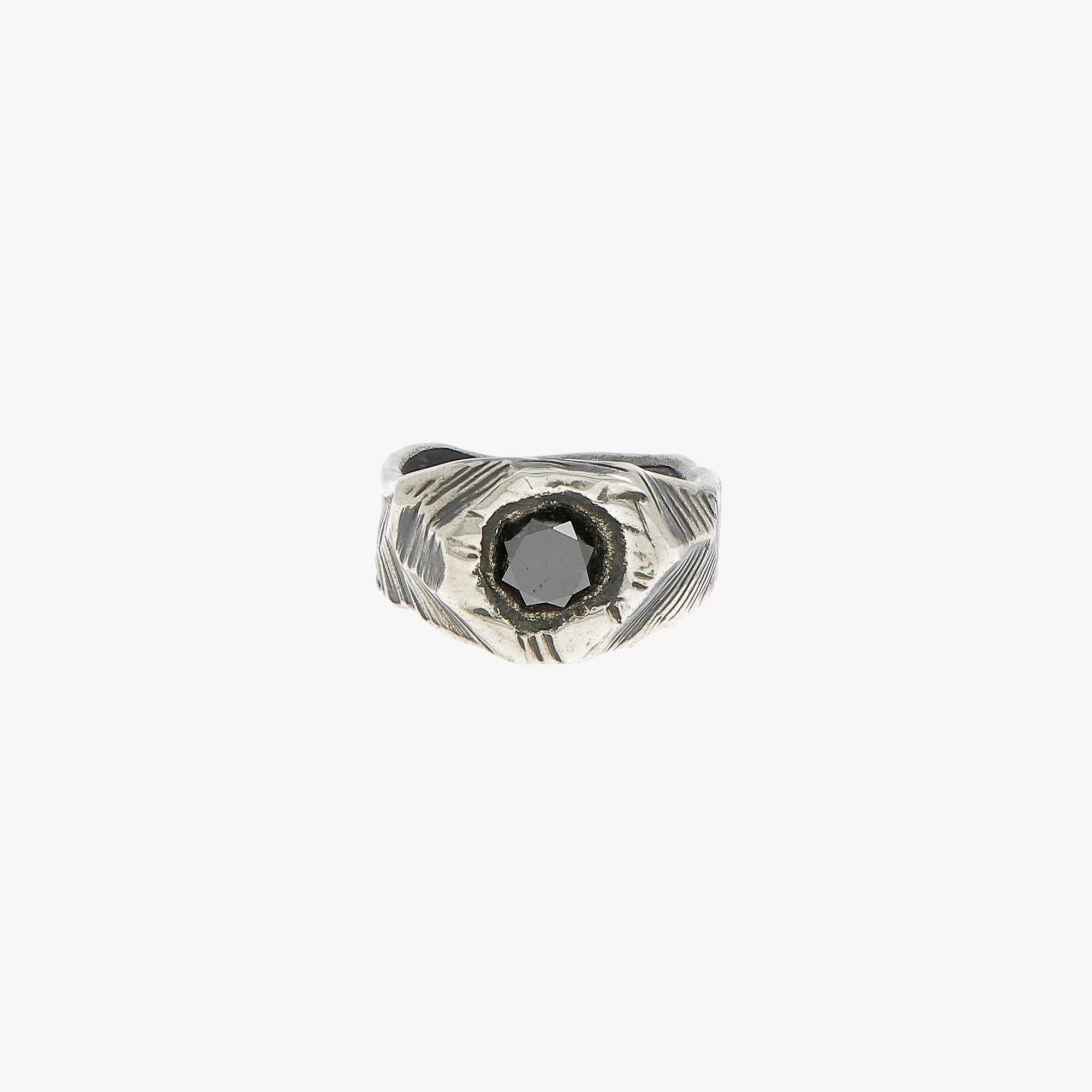Silver ring black diamond