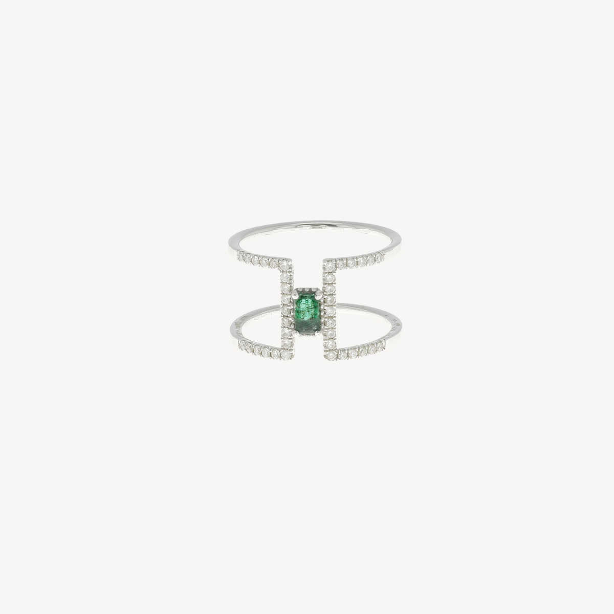 Emerald and Diamond Modern Ring