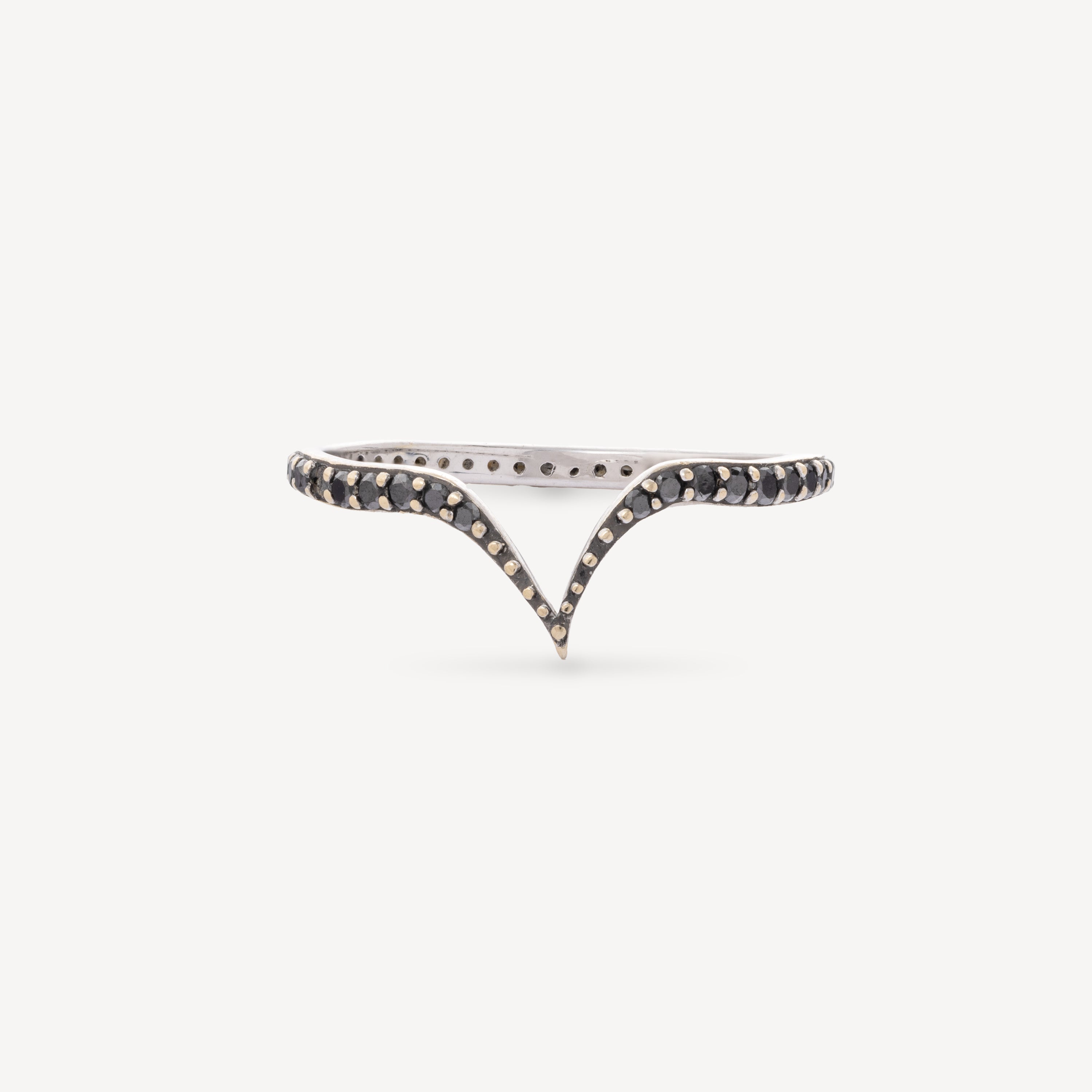 Fabri Single Stackable Black Diamond Gold Ring
