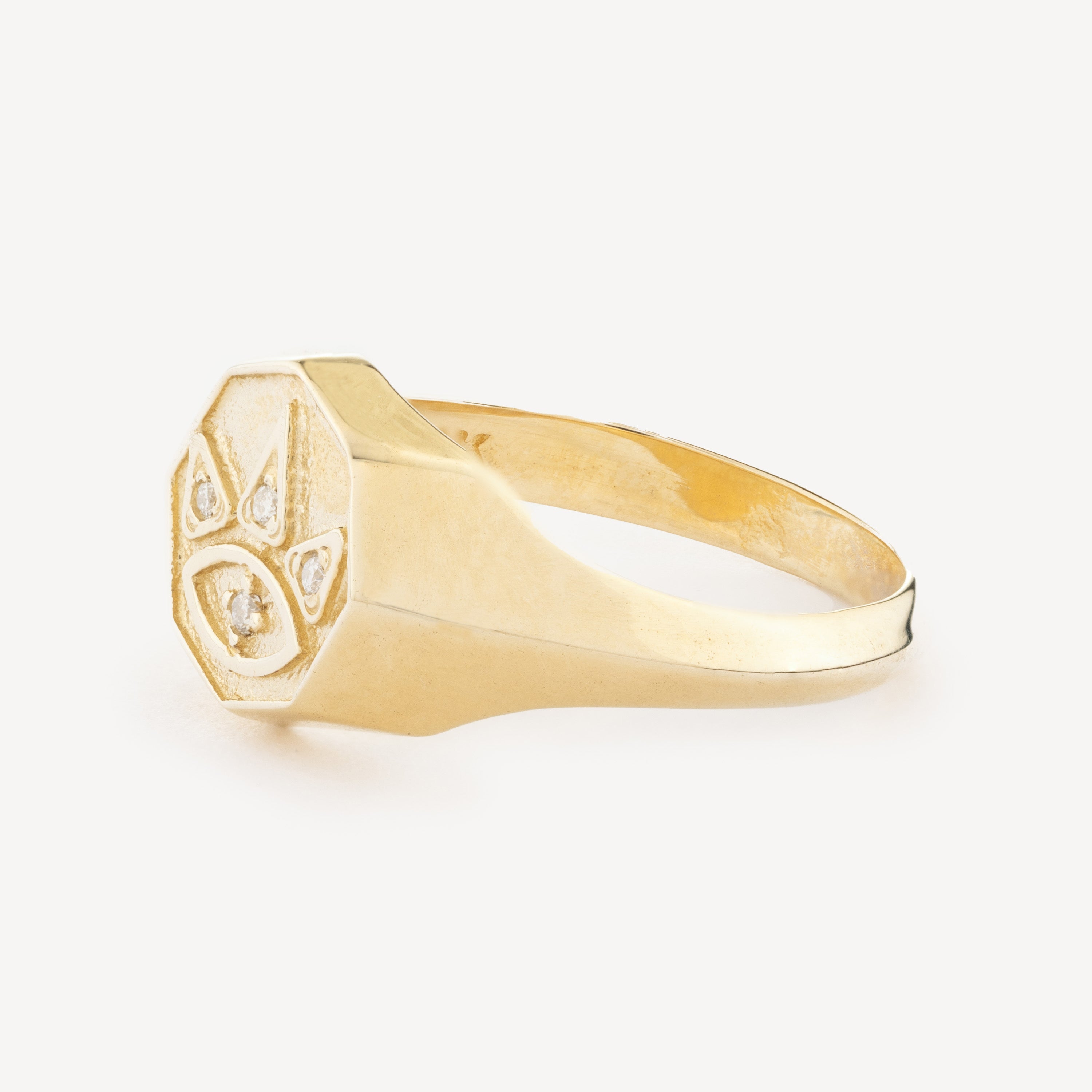 Golden Octagonal Diamond Ring