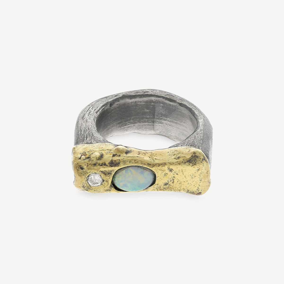 Silver and Yellow Gold Opal Ring