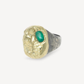 Gold and Emerald Oval Ring