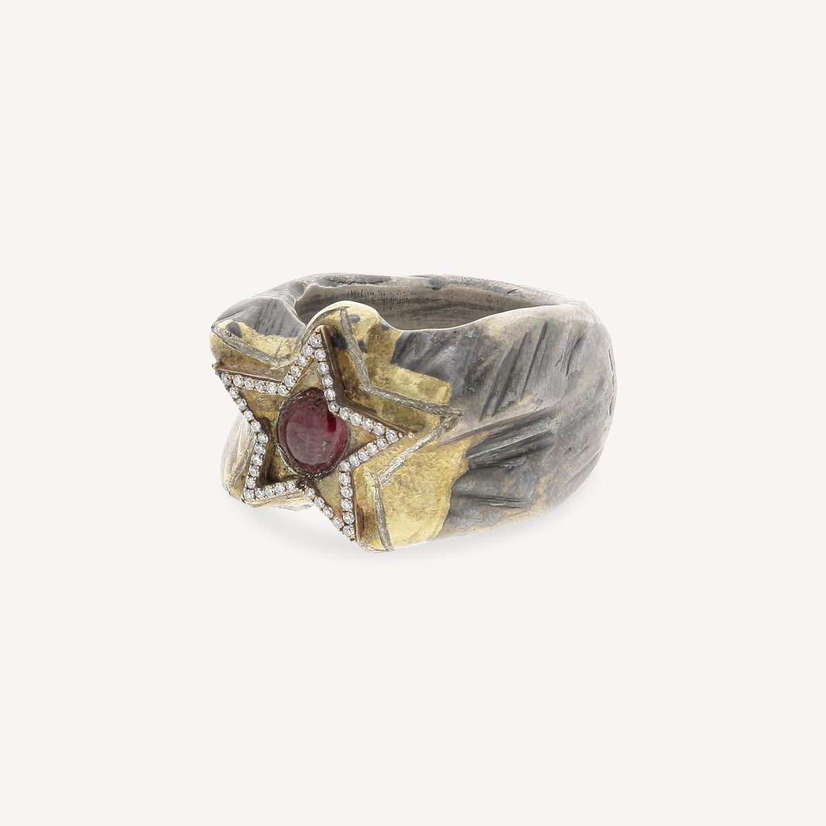 Silver and Yellow Gold Ruby Ring
