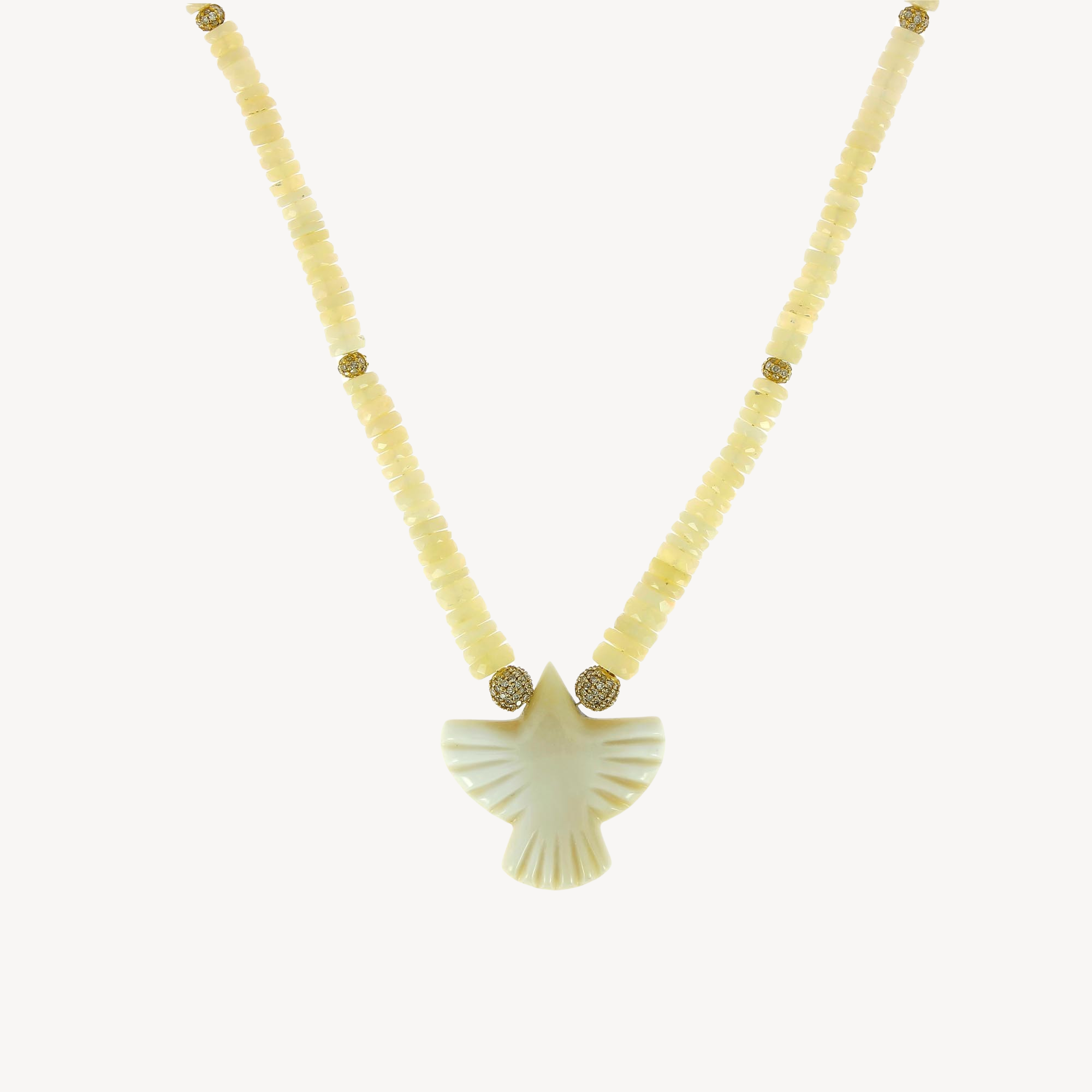 Bone Thunderbird Opal Heishi Beaded Necklace