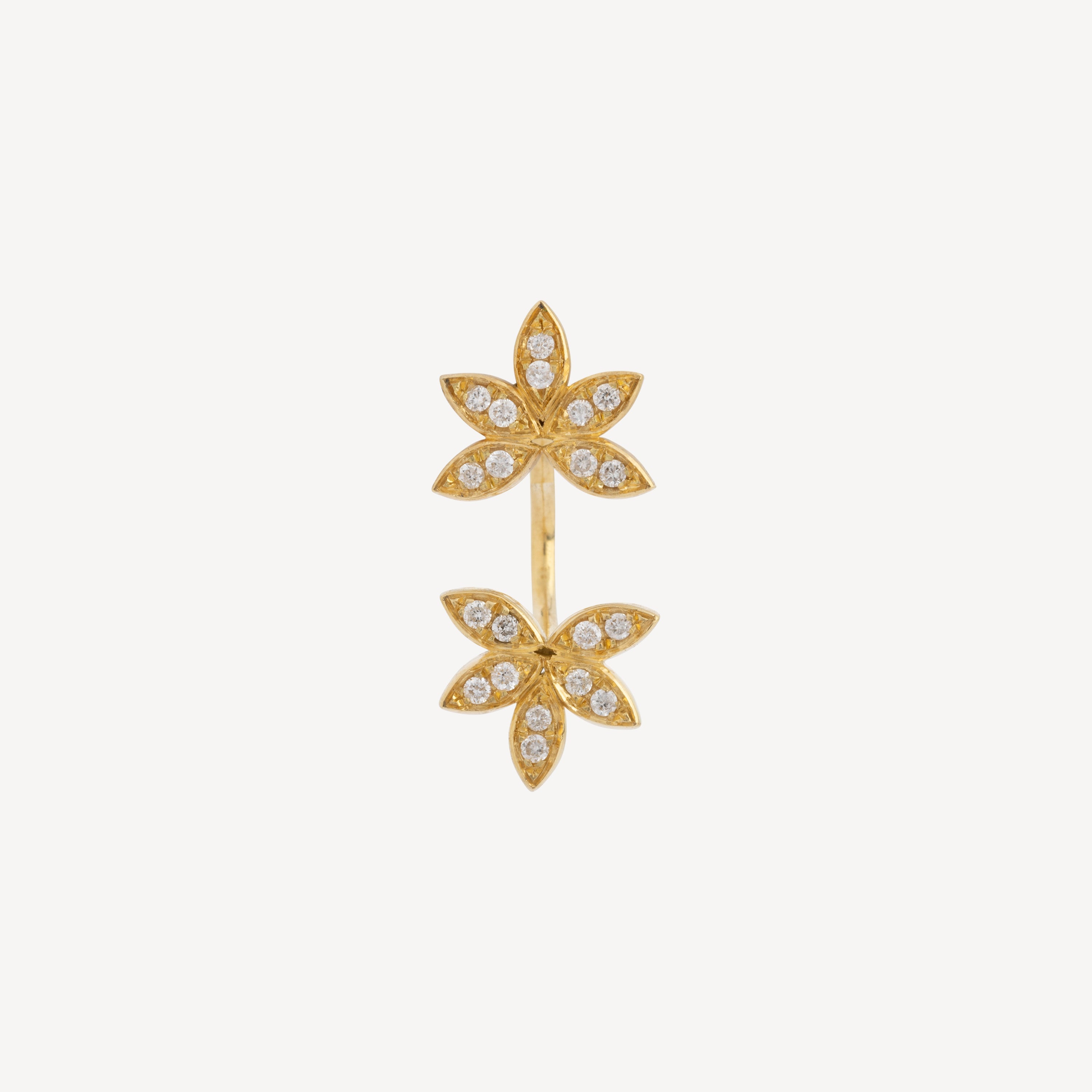 Yellow Gold Small Leaves Earring
