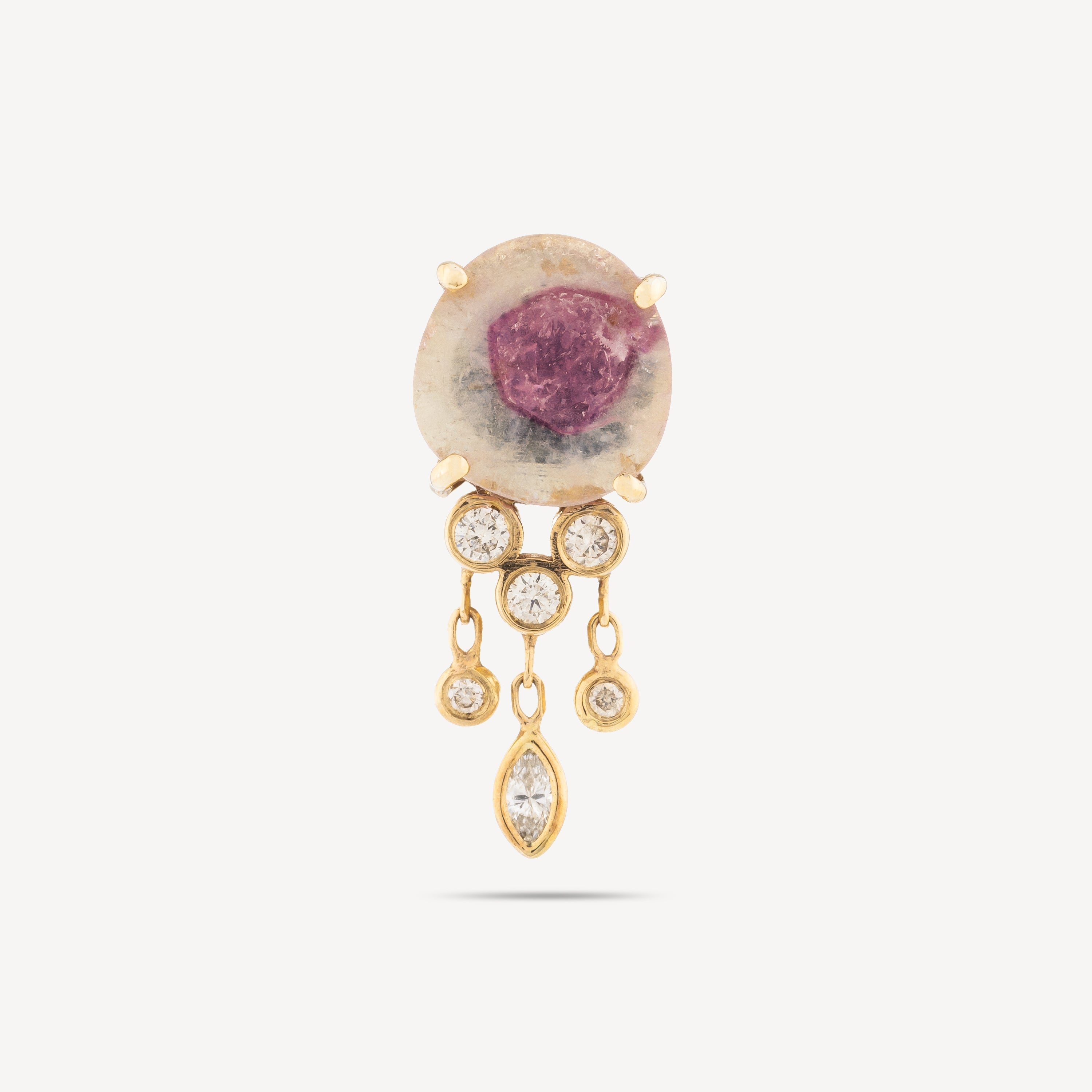 Jelly Fish Tourmaline Diamond Earring