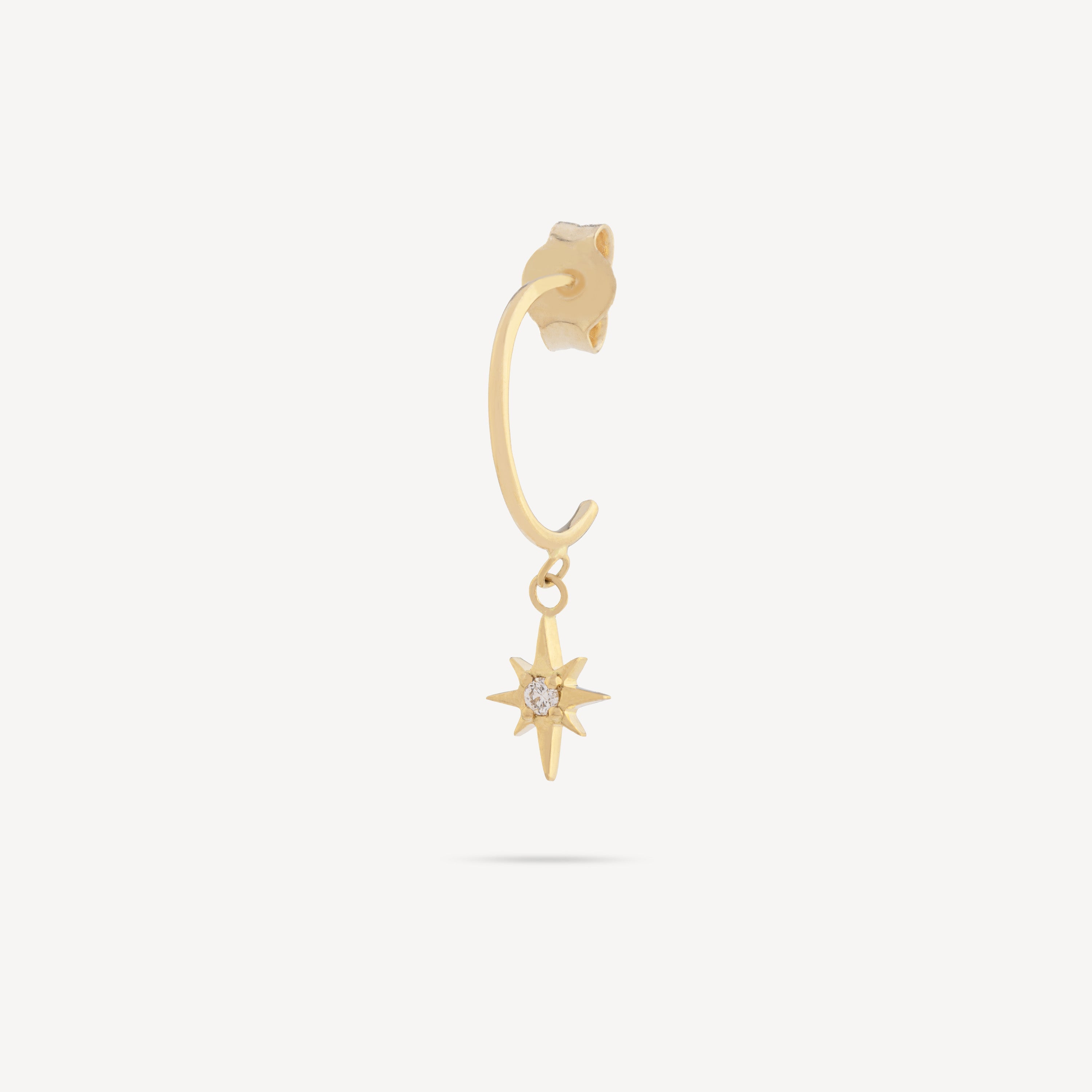 Yellow Gold Diamond Star Earring