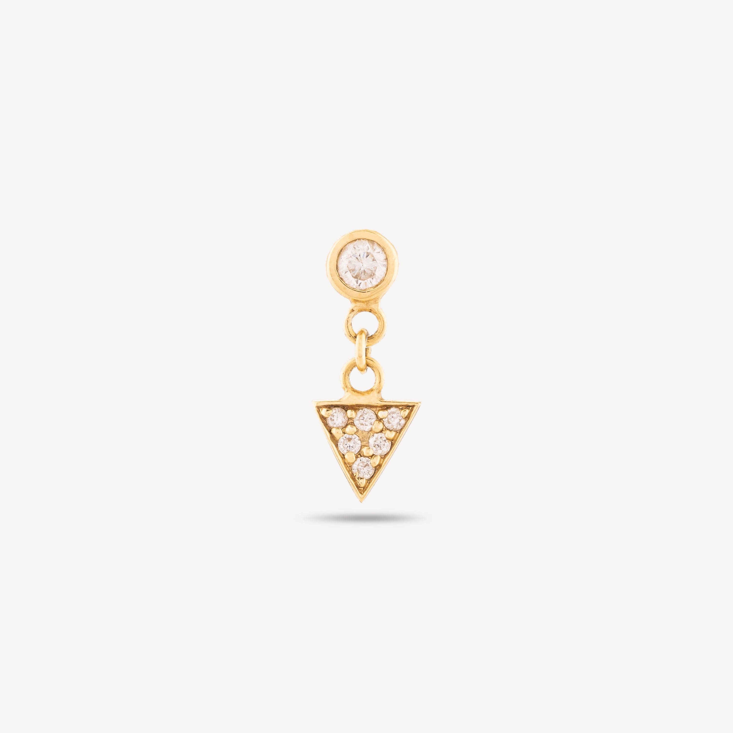 Yellow gold diamond triangle earring
