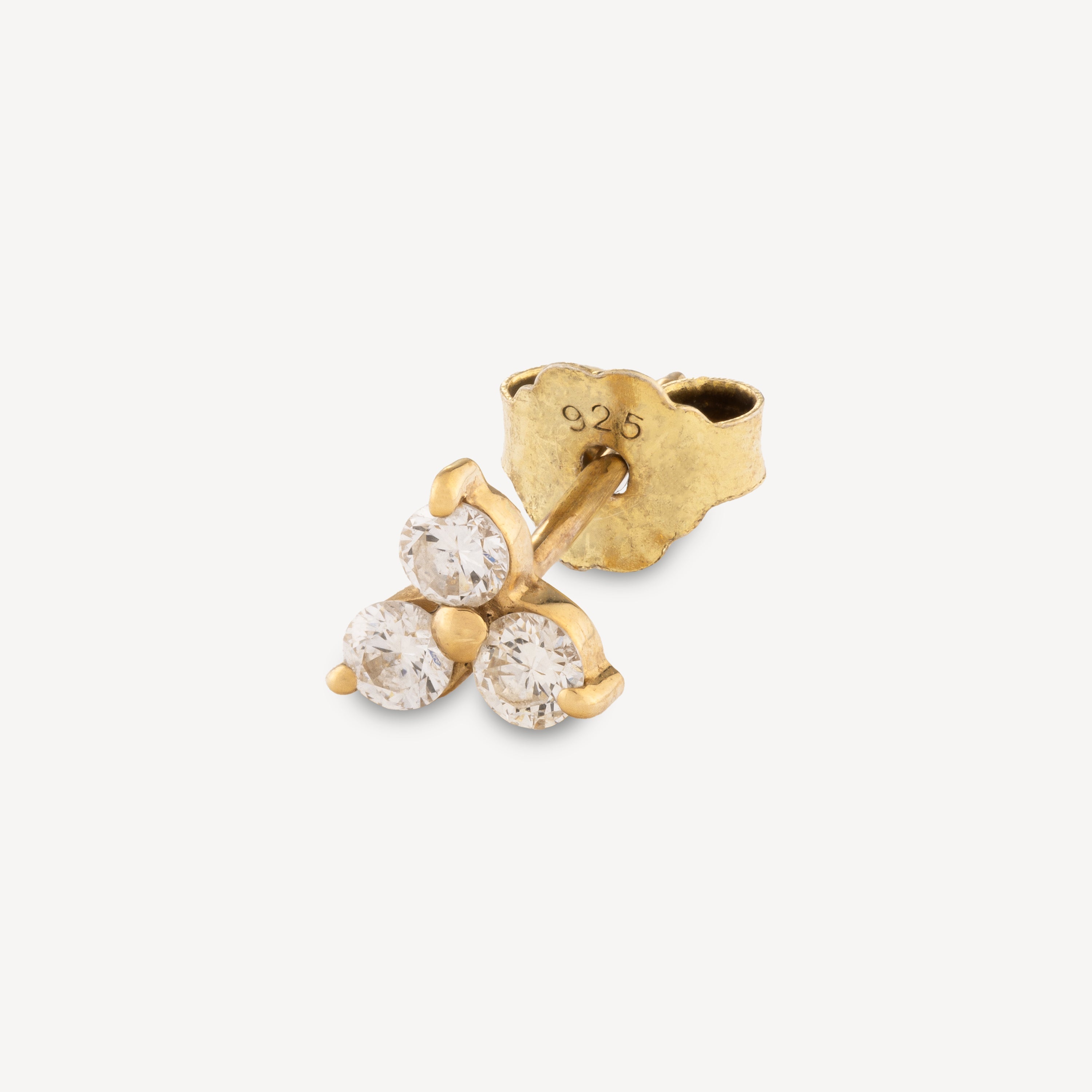 Trilogy flower earring with 3 diamonds