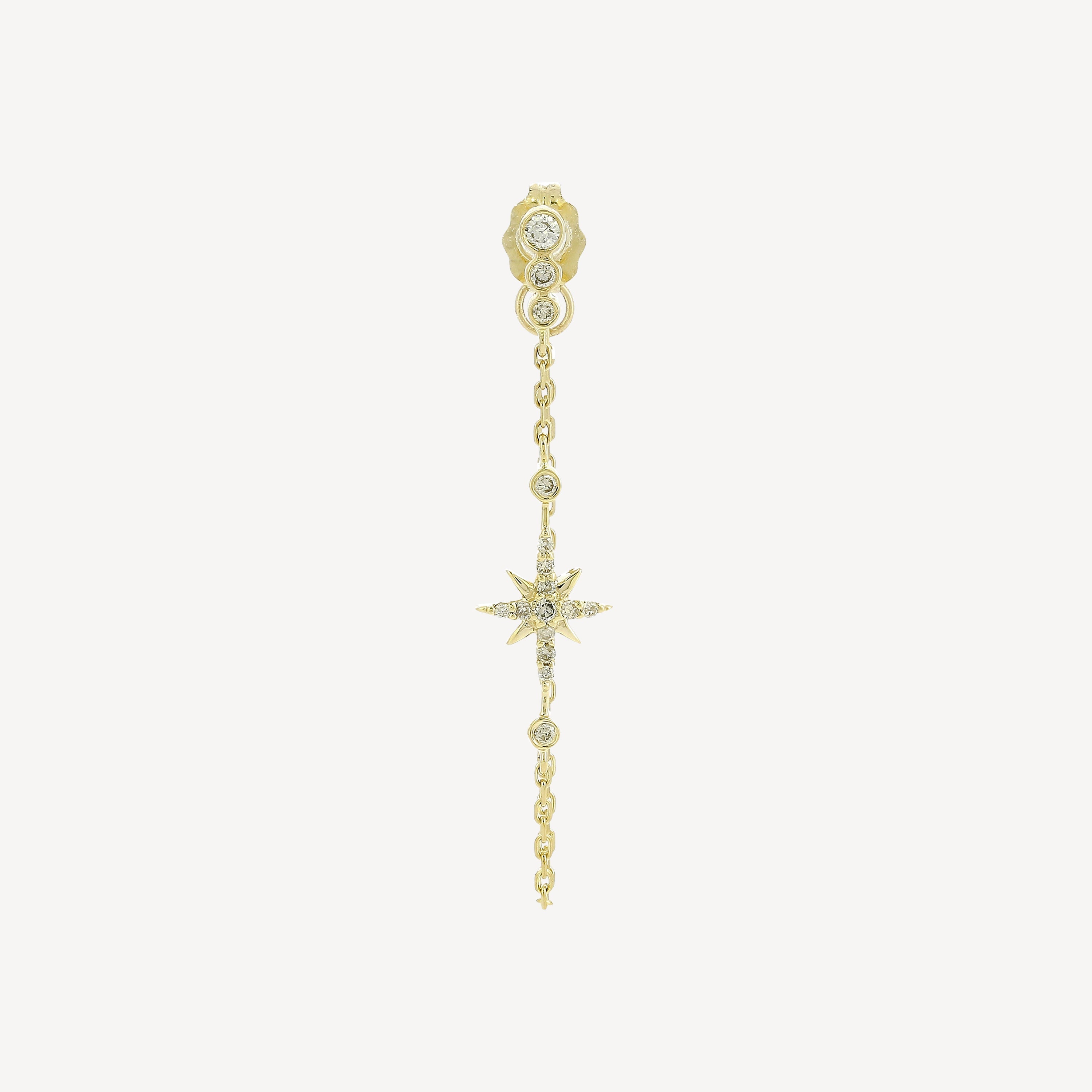 North Star and Diamonds Long Chain Earring