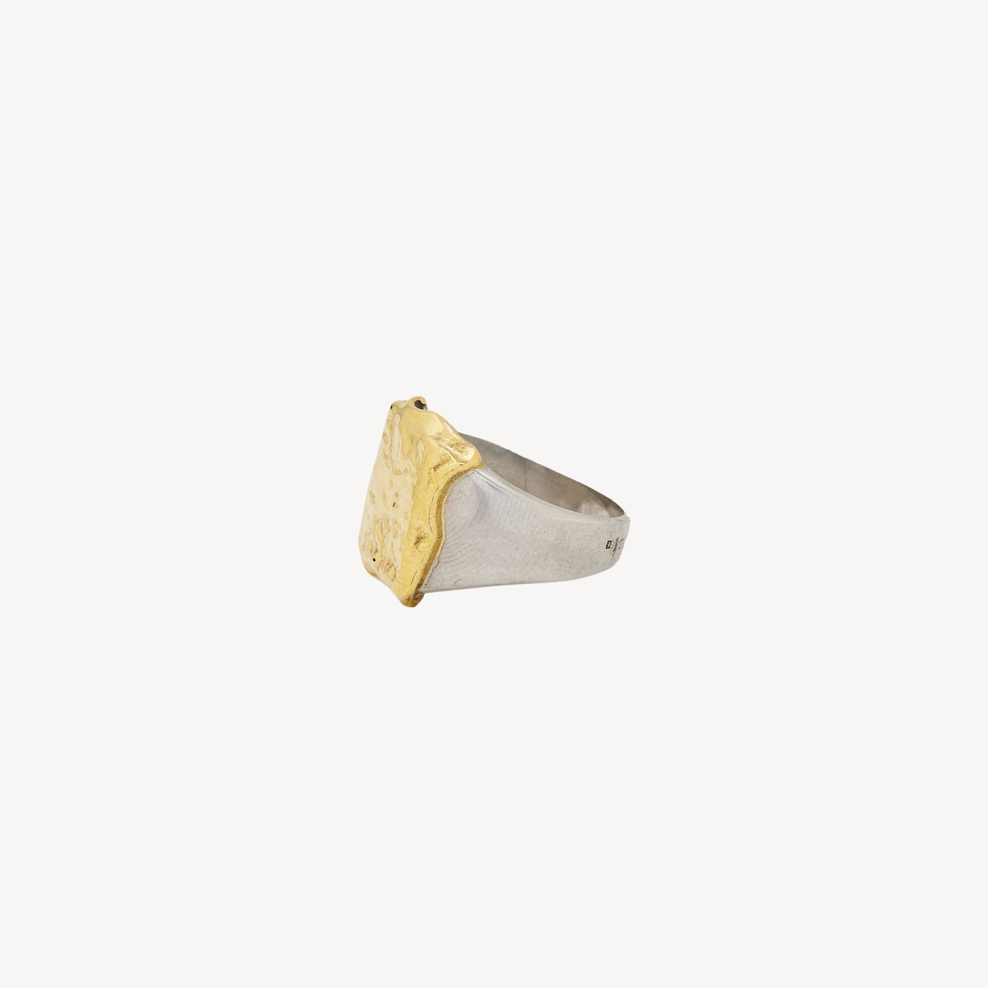 Yellow Gold Flowing Square Silver Signet Ring