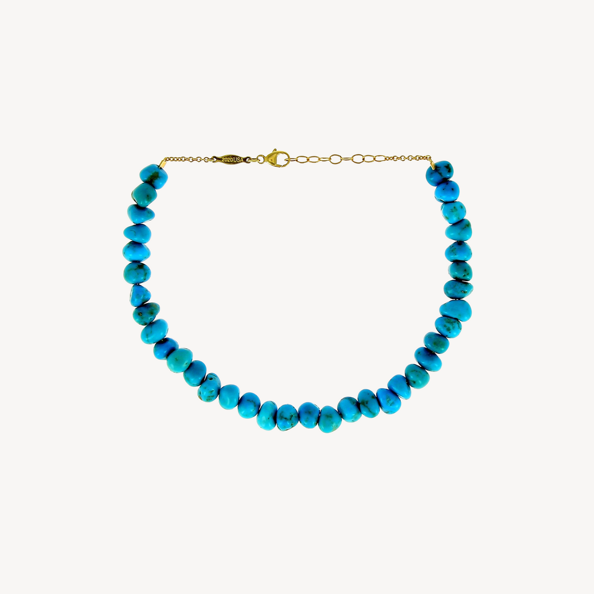 Turquoise Yellow Gold Ankle Bracelet