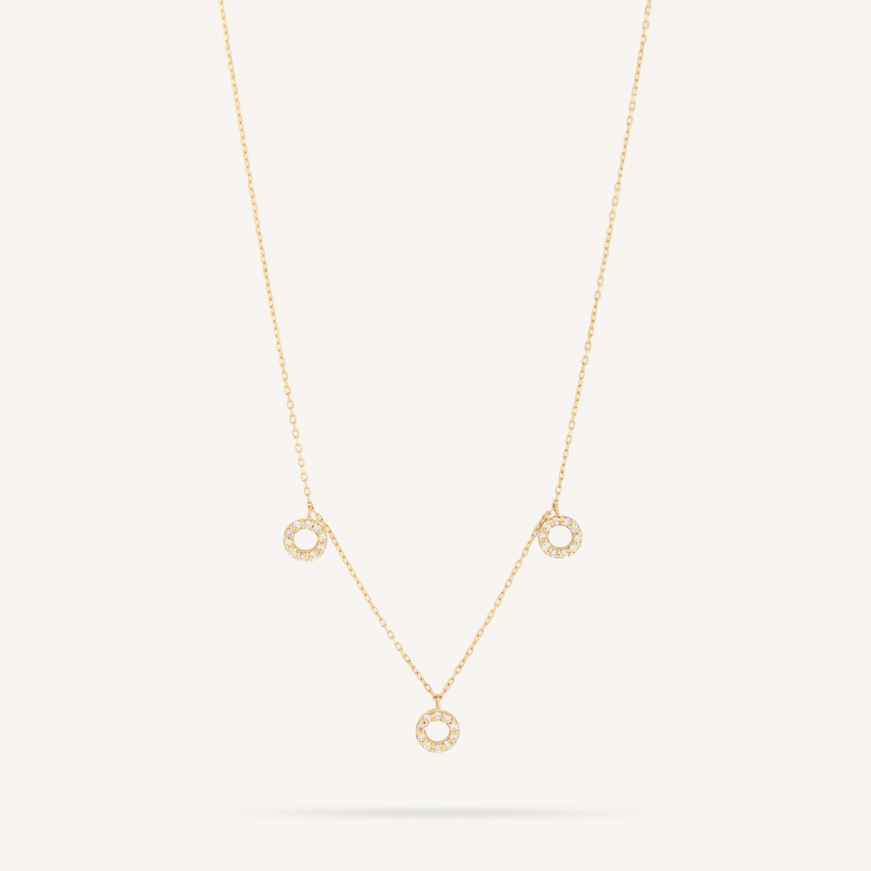 Dangling Circles Yellow Gold Necklace