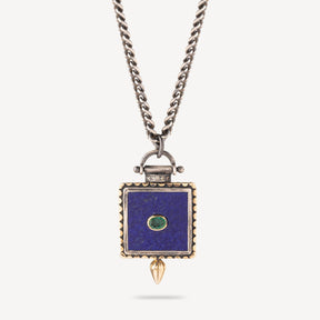 Lapis silver gold and diamonds necklace